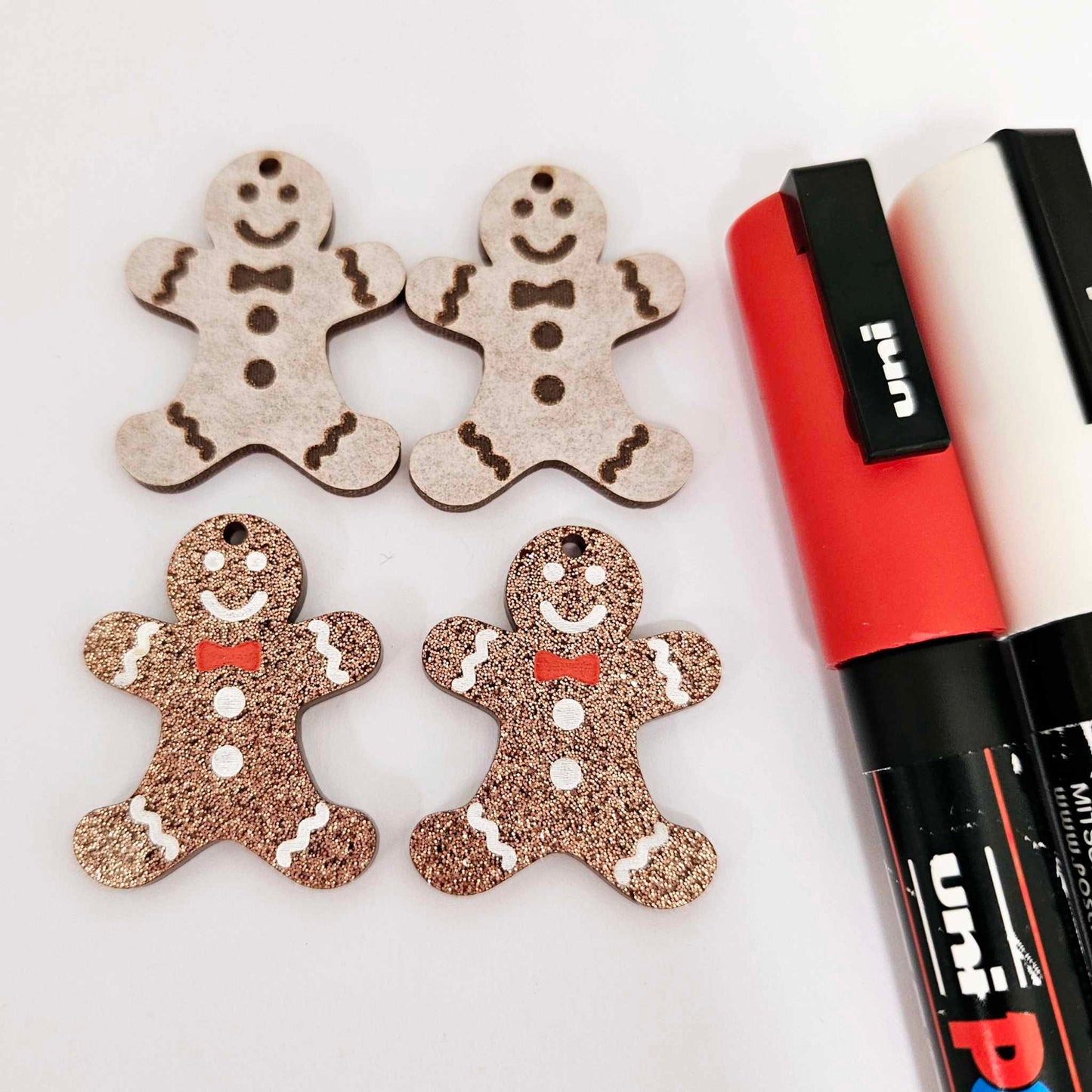 copper bronze brown glitter gingerbread men Christmas Xmas DIY earring supplies laser cut acrylic dangles blanks engraved paint fill