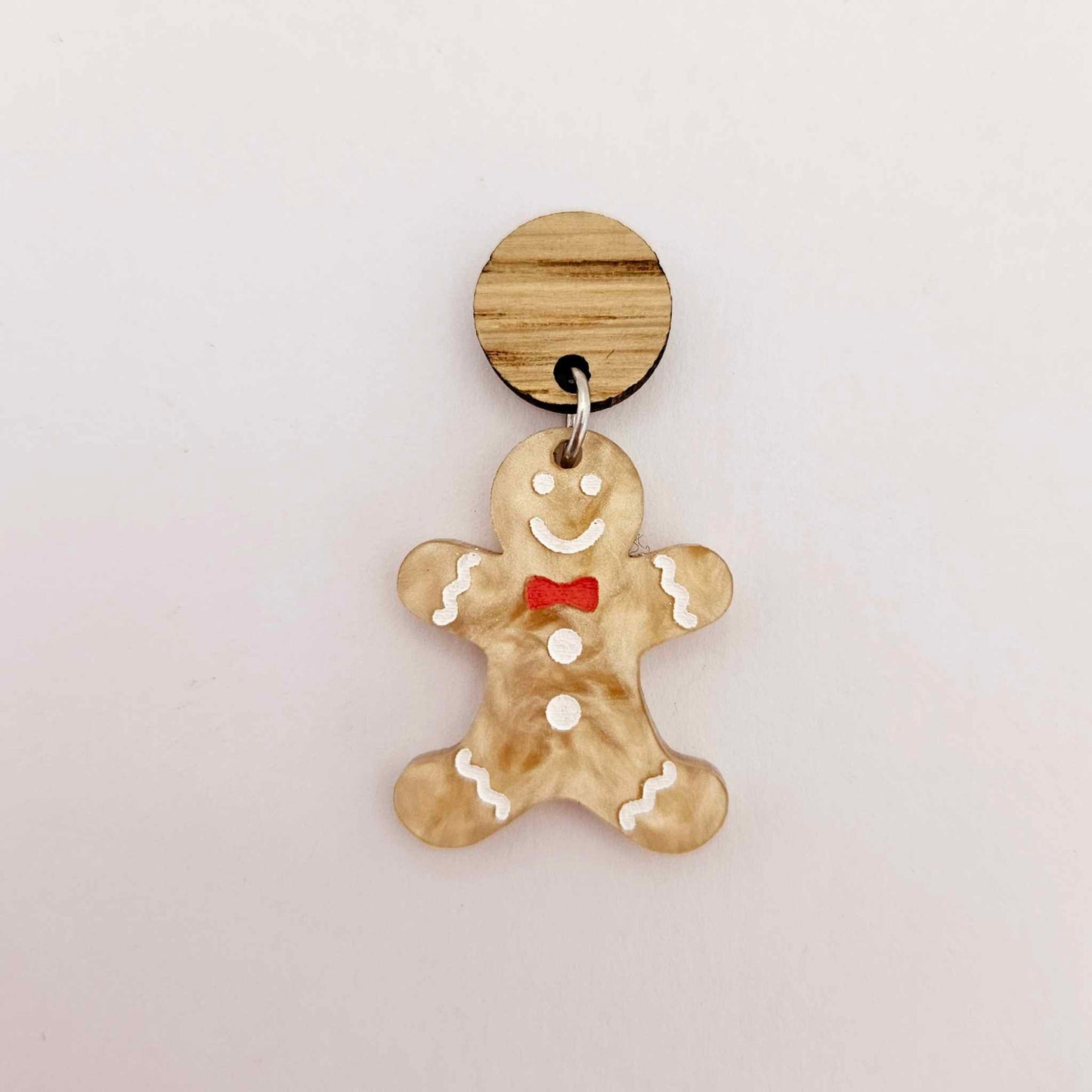 gold brown pearl marble gingerbread men Christmas Xmas DIY earring supplies laser cut acrylic mini small petite dangles blanks engraved paint fill kids