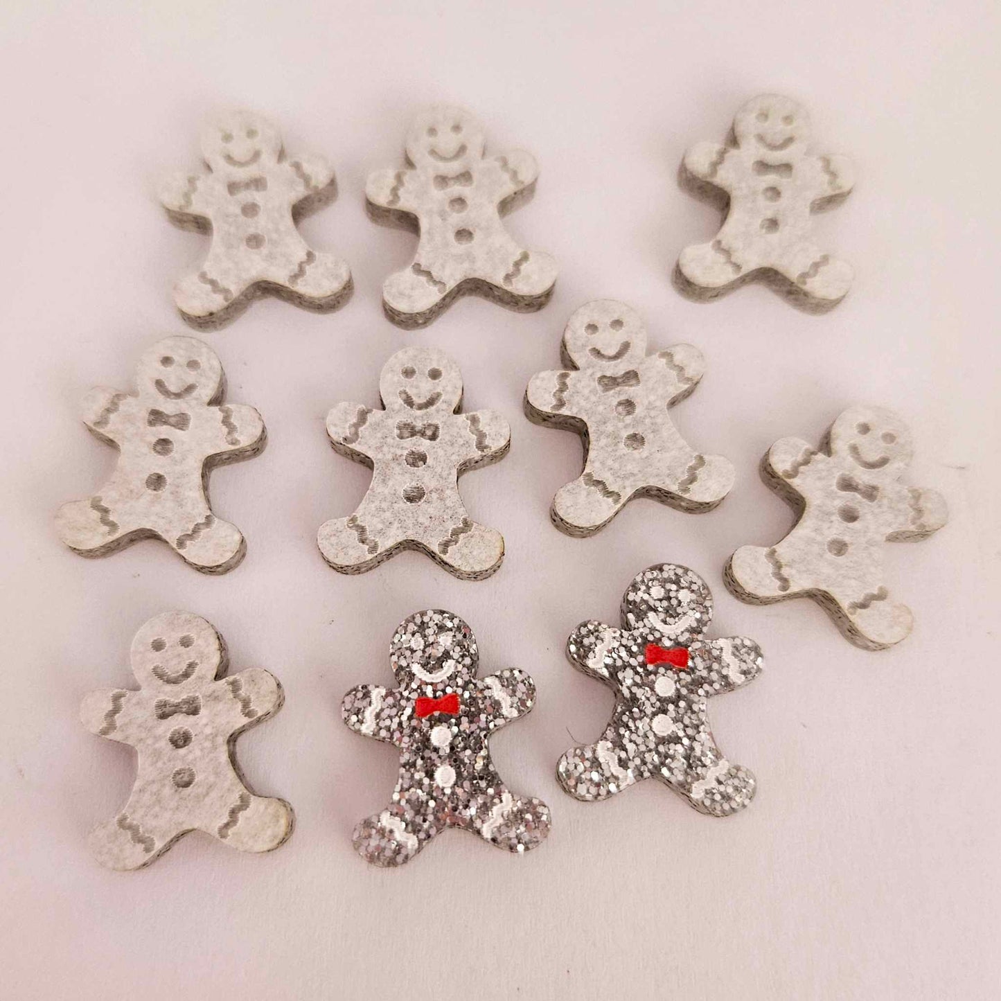 silver glitter gingerbread men Christmas Xmas DIY earring supplies laser cut acrylic studs blanks engraved paint fill mixed pack