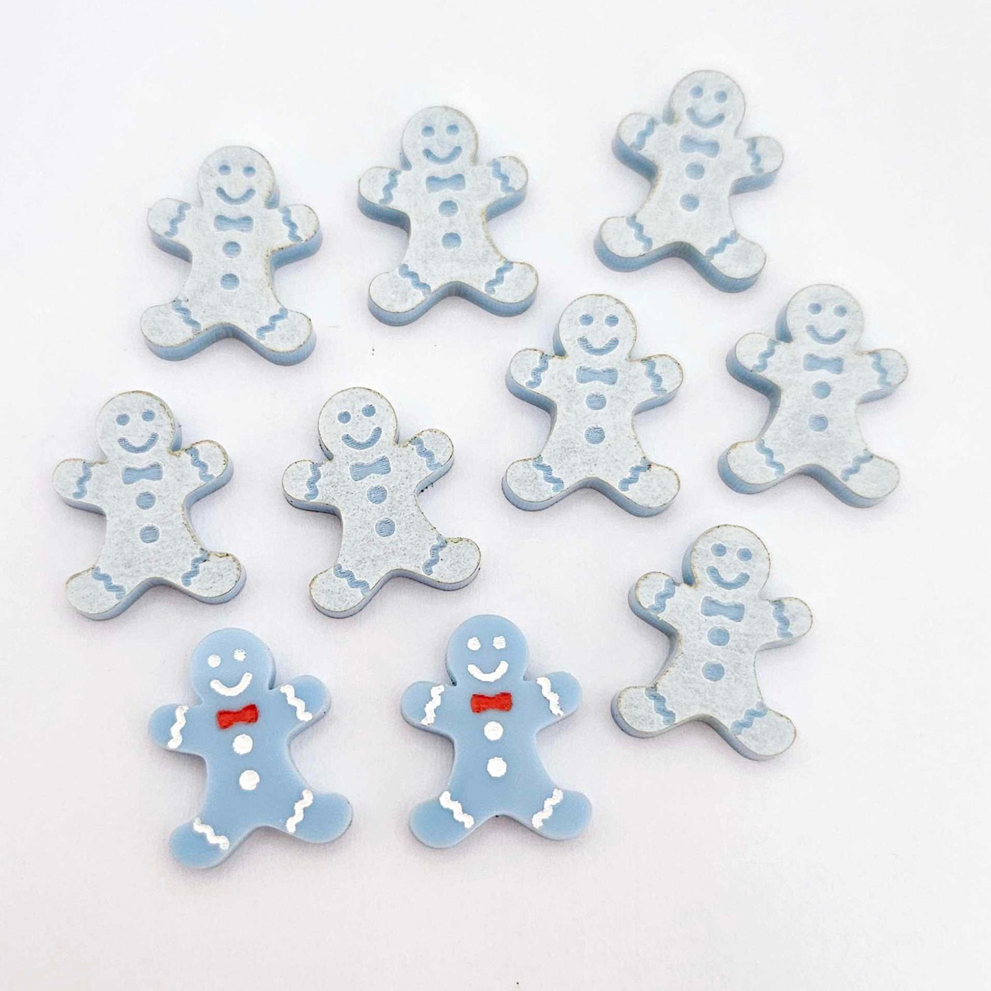 pastel blue gingerbread men Christmas Xmas DIY earring supplies laser cut acrylic studs blanks engraved paint fill
