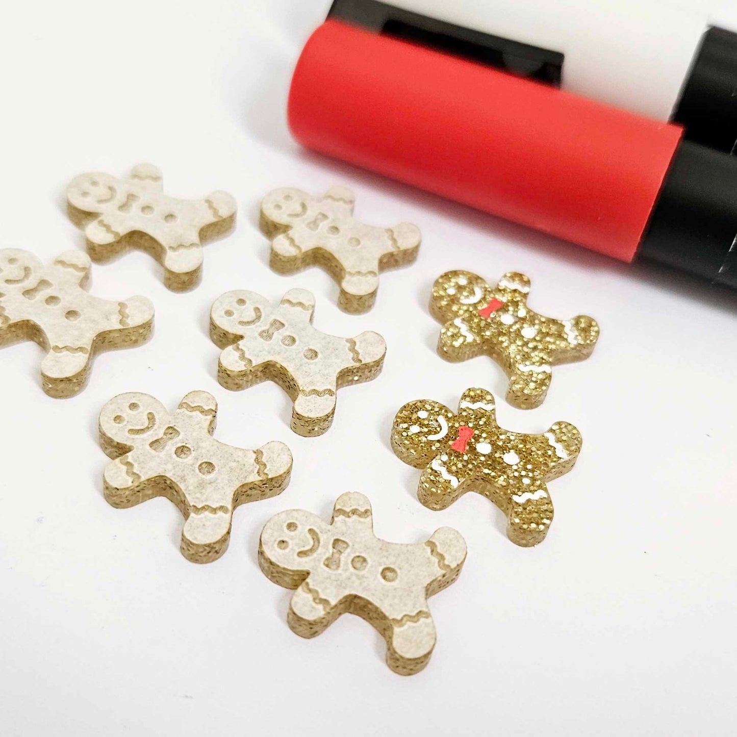 gold glitter gingerbread men Christmas Xmas DIY earring supplies laser cut acrylic studs blanks engraved paint fill mixed pack