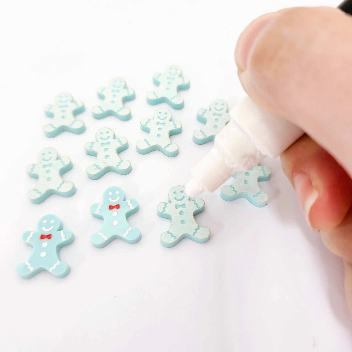 pastel turquoise aqua gingerbread men Christmas Xmas DIY earring supplies laser cut acrylic studs blanks engraved paint fill