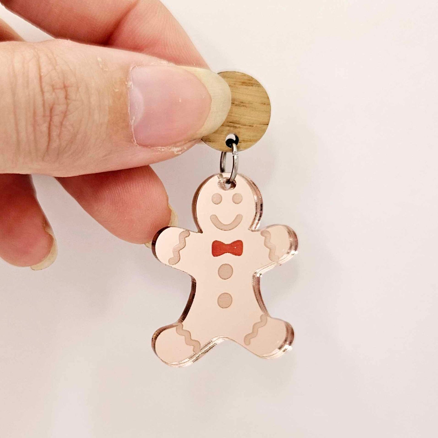 rose gold mirror gingerbread men Christmas Xmas DIY earring supplies laser cut acrylic dangles blanks engraved paint fill