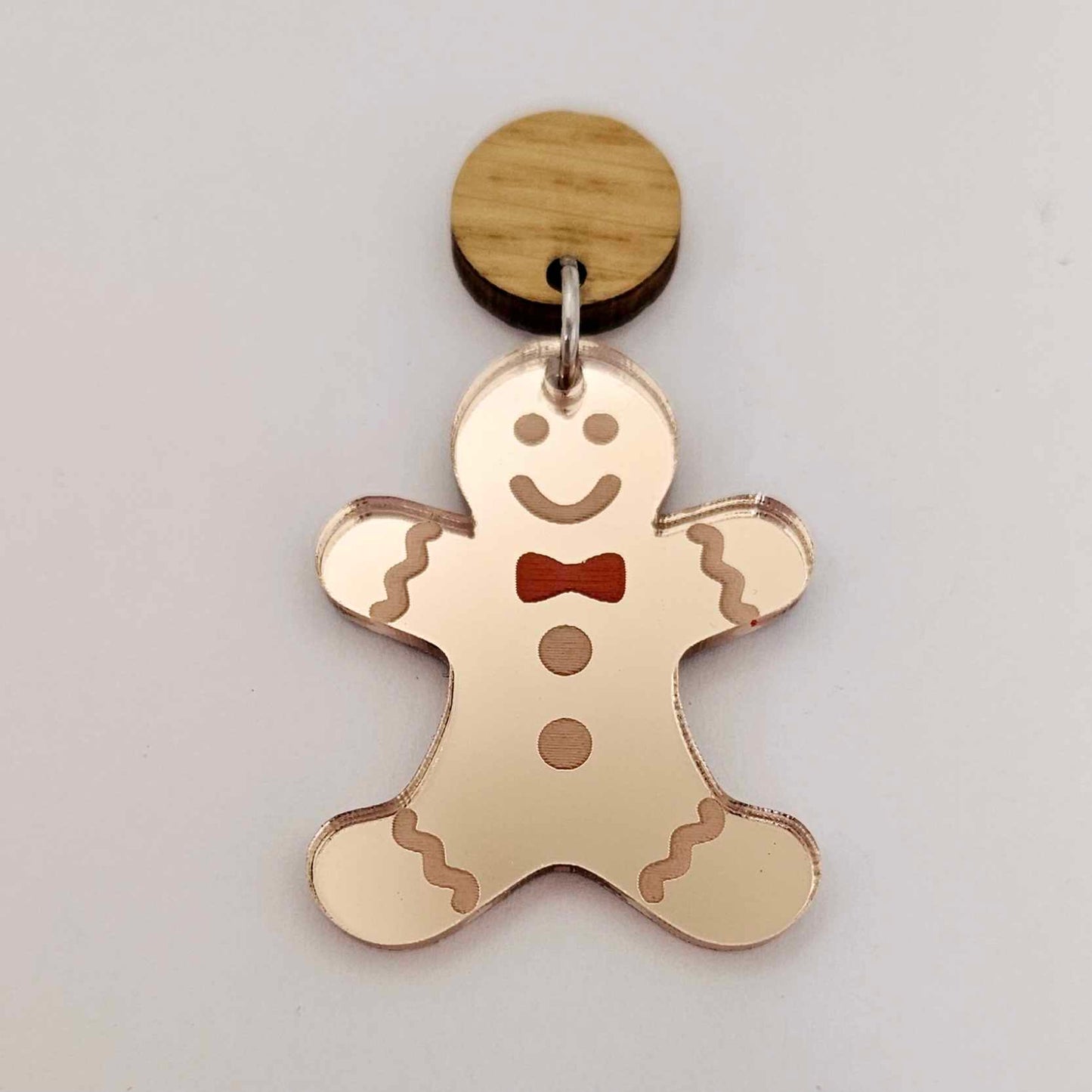 rose gold mirror gingerbread men Christmas Xmas DIY earring supplies laser cut acrylic dangles blanks engraved paint fill