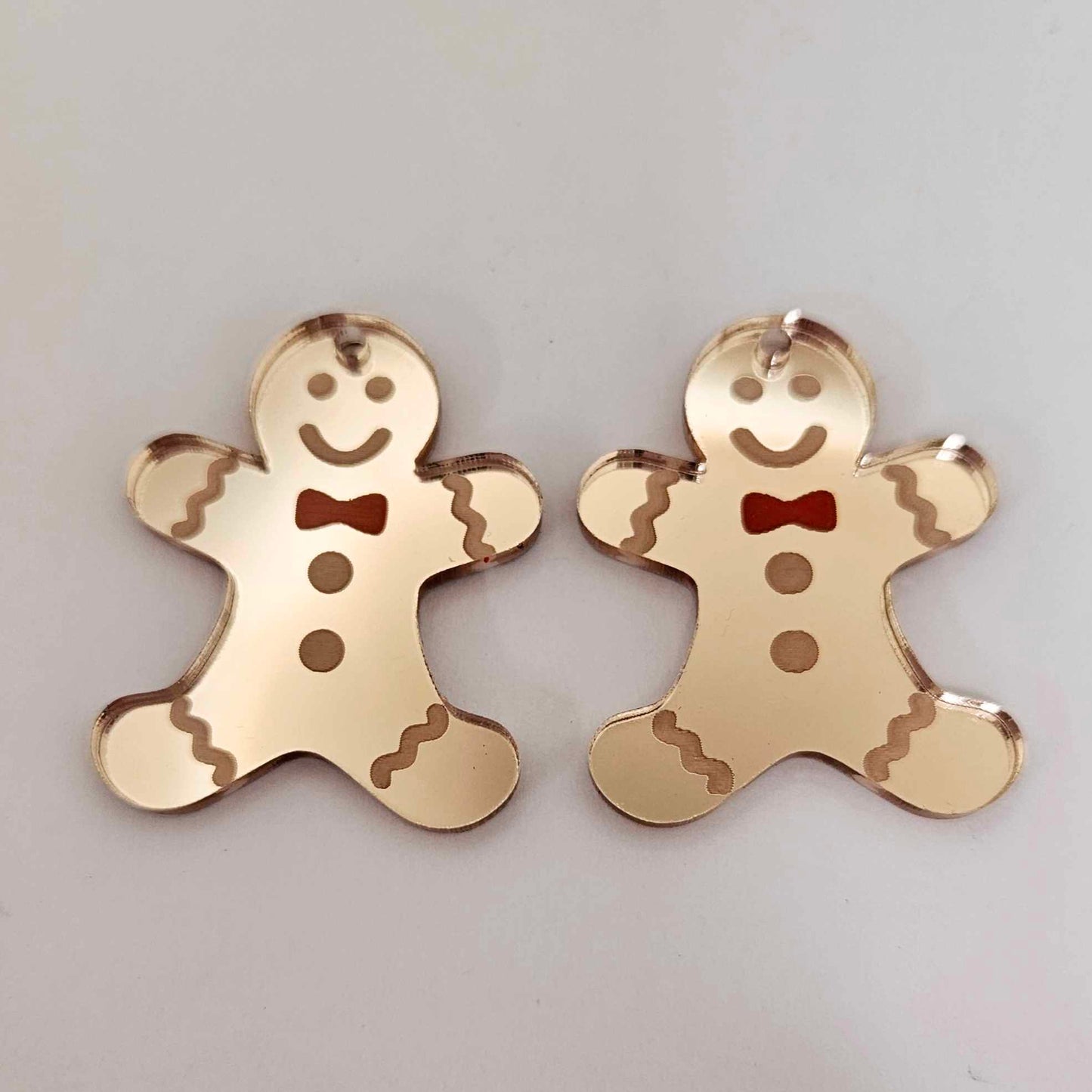 rose gold mirror gingerbread men Christmas Xmas DIY earring supplies laser cut acrylic dangles blanks engraved paint fill