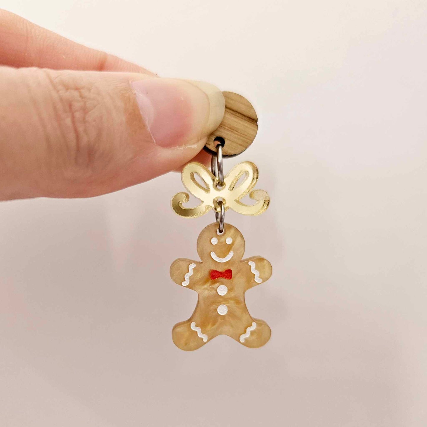 gold brown pearl marble gingerbread men Christmas Xmas DIY earring supplies laser cut acrylic mini small petite dangles blanks engraved paint fill kids