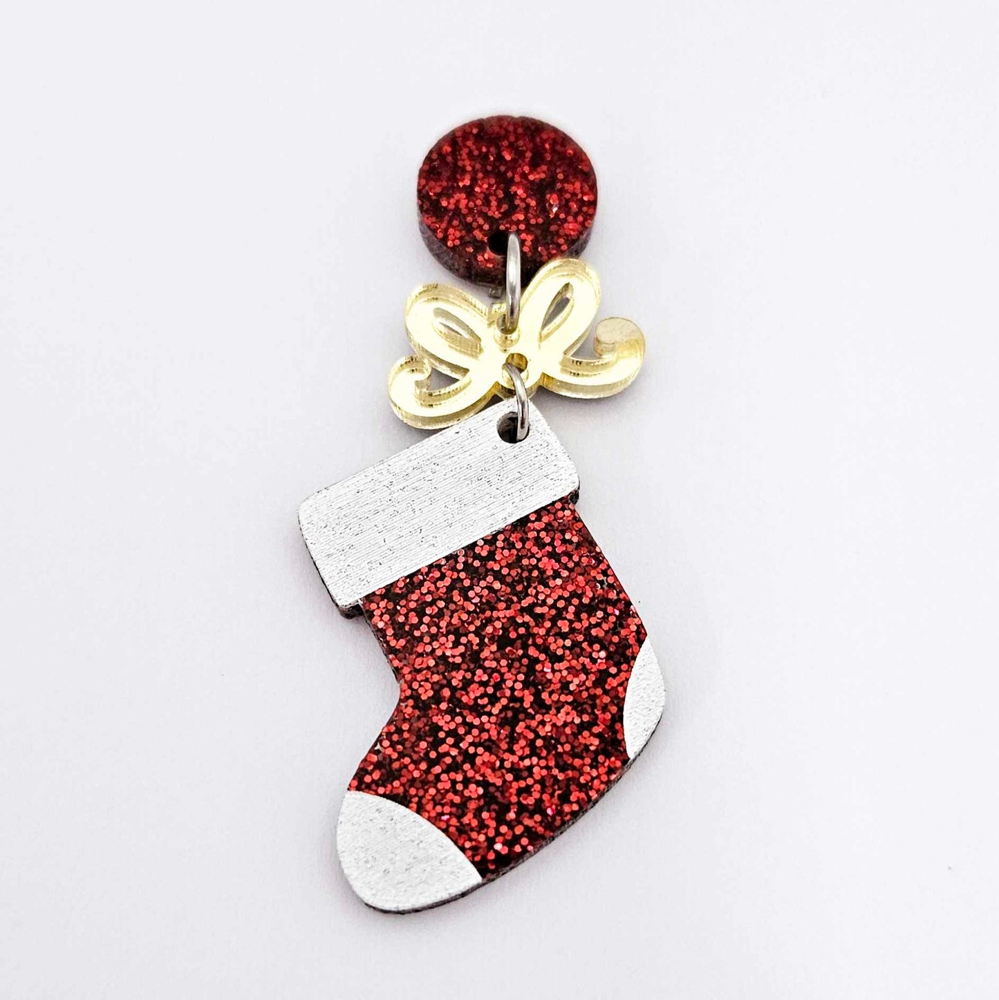 red glitter stockings Christmas DIY earring supplies laser cut acrylic dangles blanks engraved paint fill craft