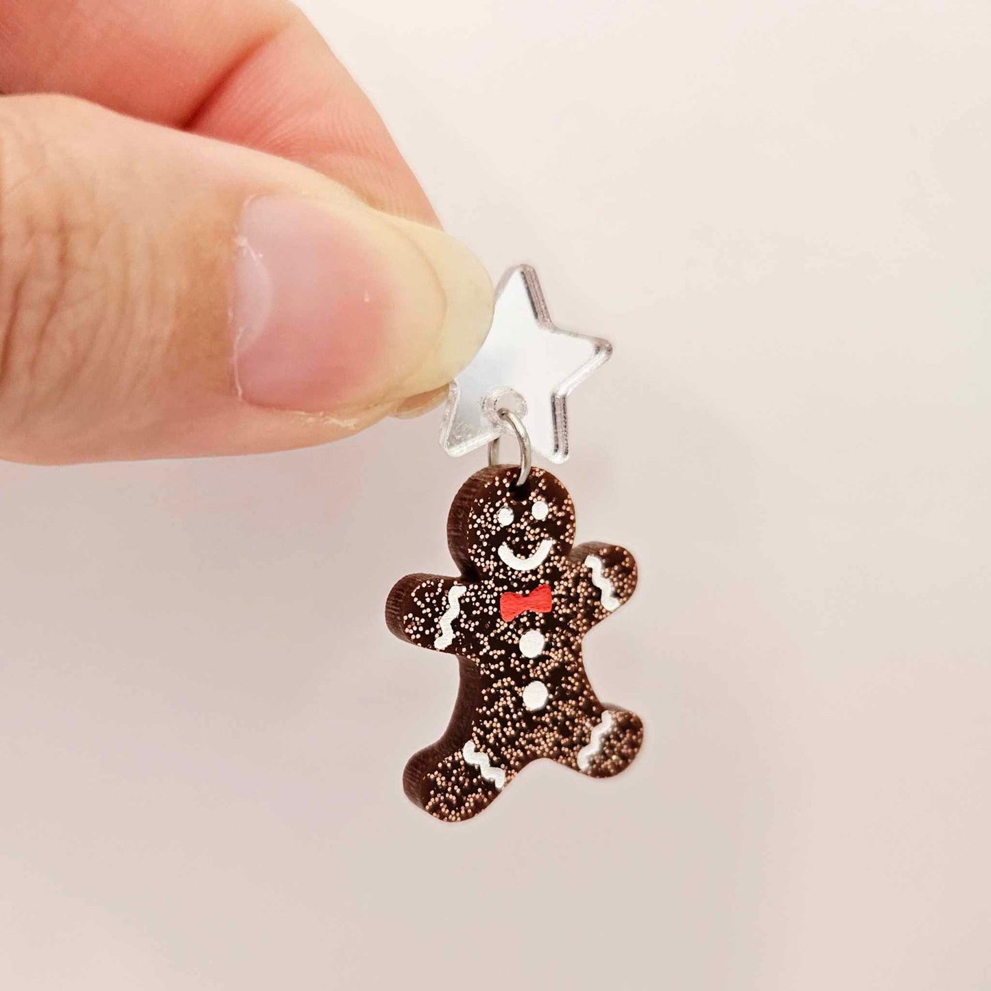 copper bronze brown glitter gingerbread men Christmas Xmas DIY earring supplies laser cut acrylic mini small petite dangles blanks engraved paint fill kids