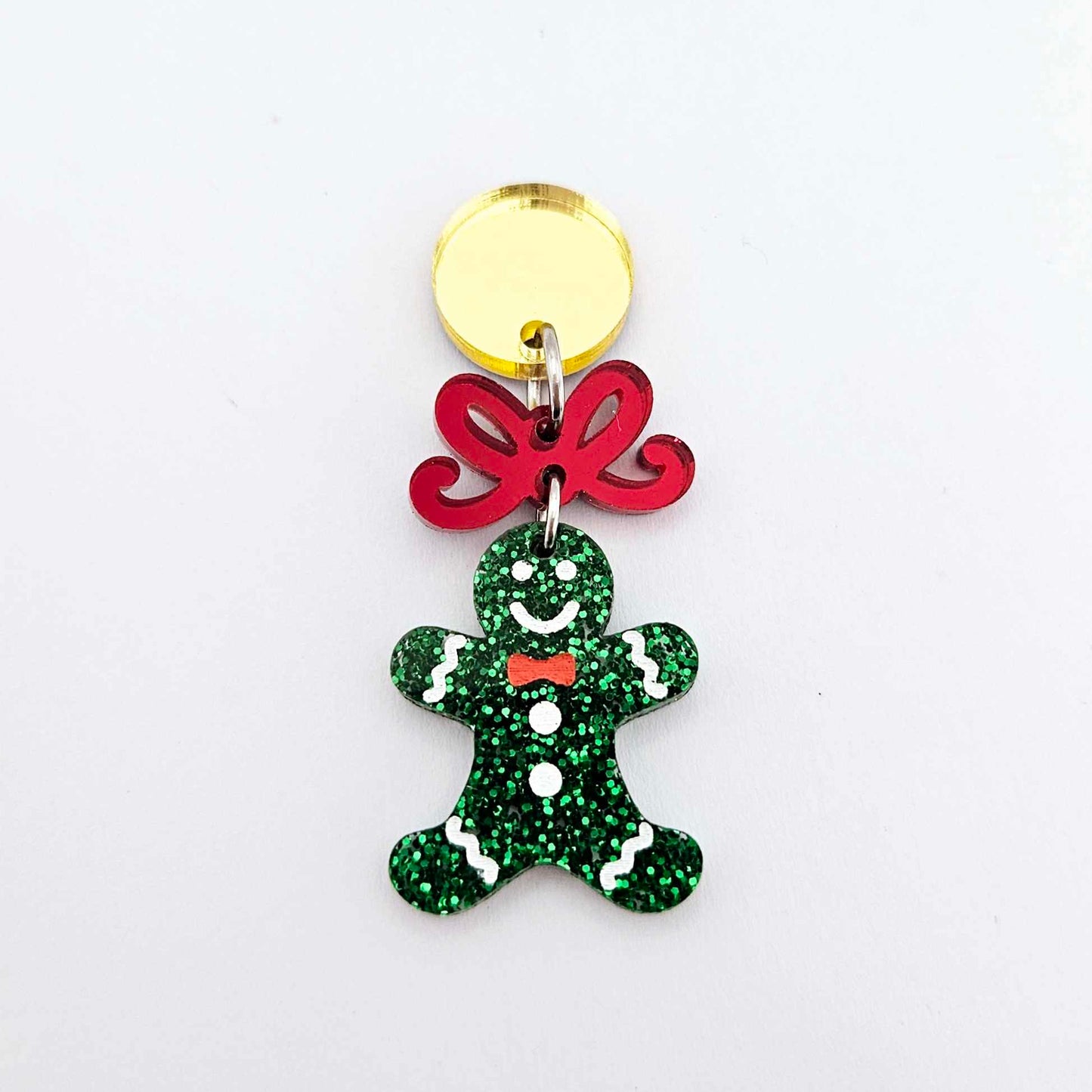 green glitter gingerbread men Christmas Xmas DIY earring supplies laser cut acrylic mini small petite dangles blanks engraved paint fill kids