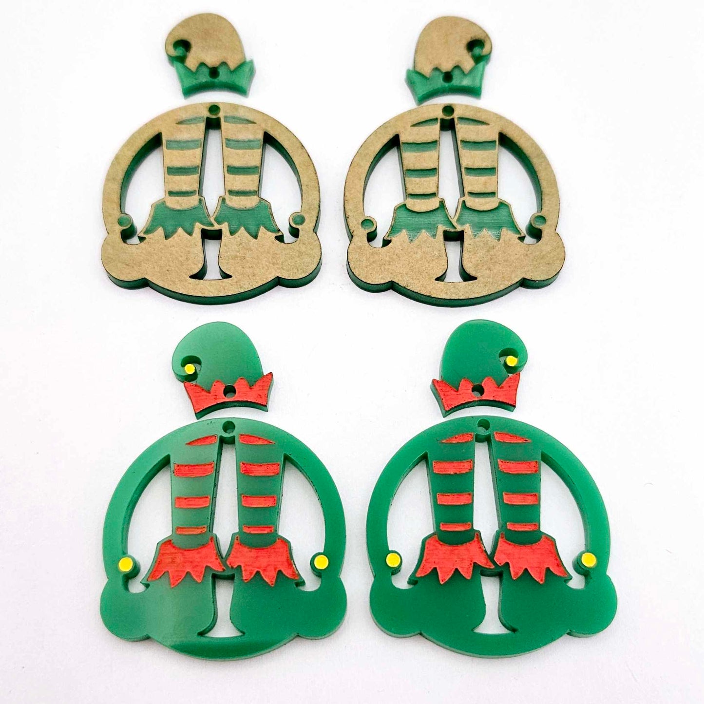 green acrylic laser cut elf earring blanks dangles paint fill engraved hoops DIY supplies