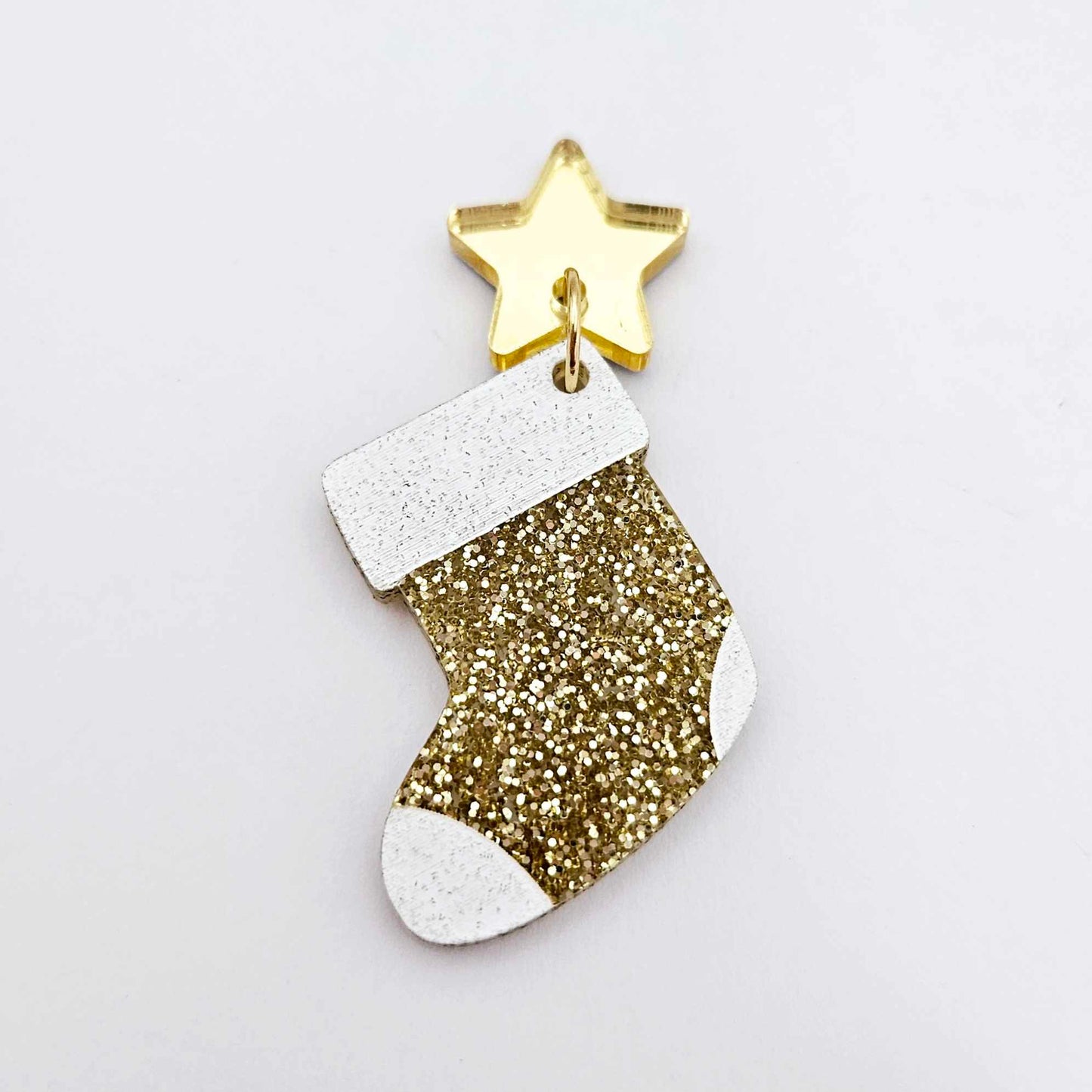 gold glitter stockings Christmas DIY earring supplies laser cut acrylic dangles blanks engraved paint fill craft