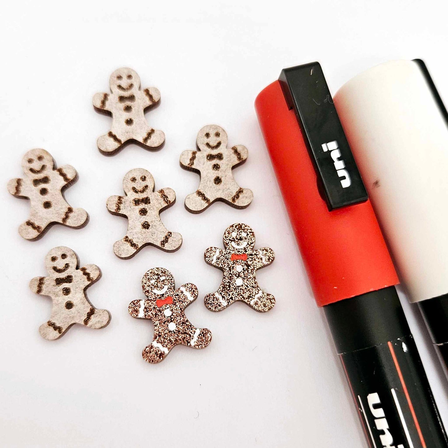 copper bronze brown glitter gingerbread men Christmas Xmas DIY earring supplies laser cut acrylic studs blanks engraved paint fill mixed pack
