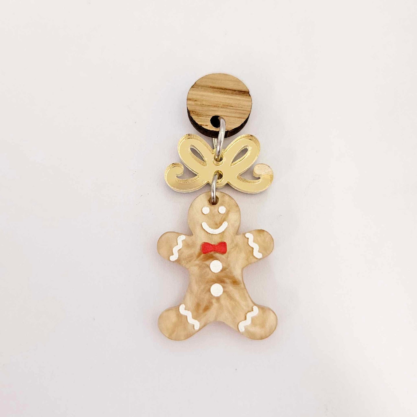 gold brown pearl marble gingerbread men Christmas Xmas DIY earring supplies laser cut acrylic mini small petite dangles blanks engraved paint fill kids