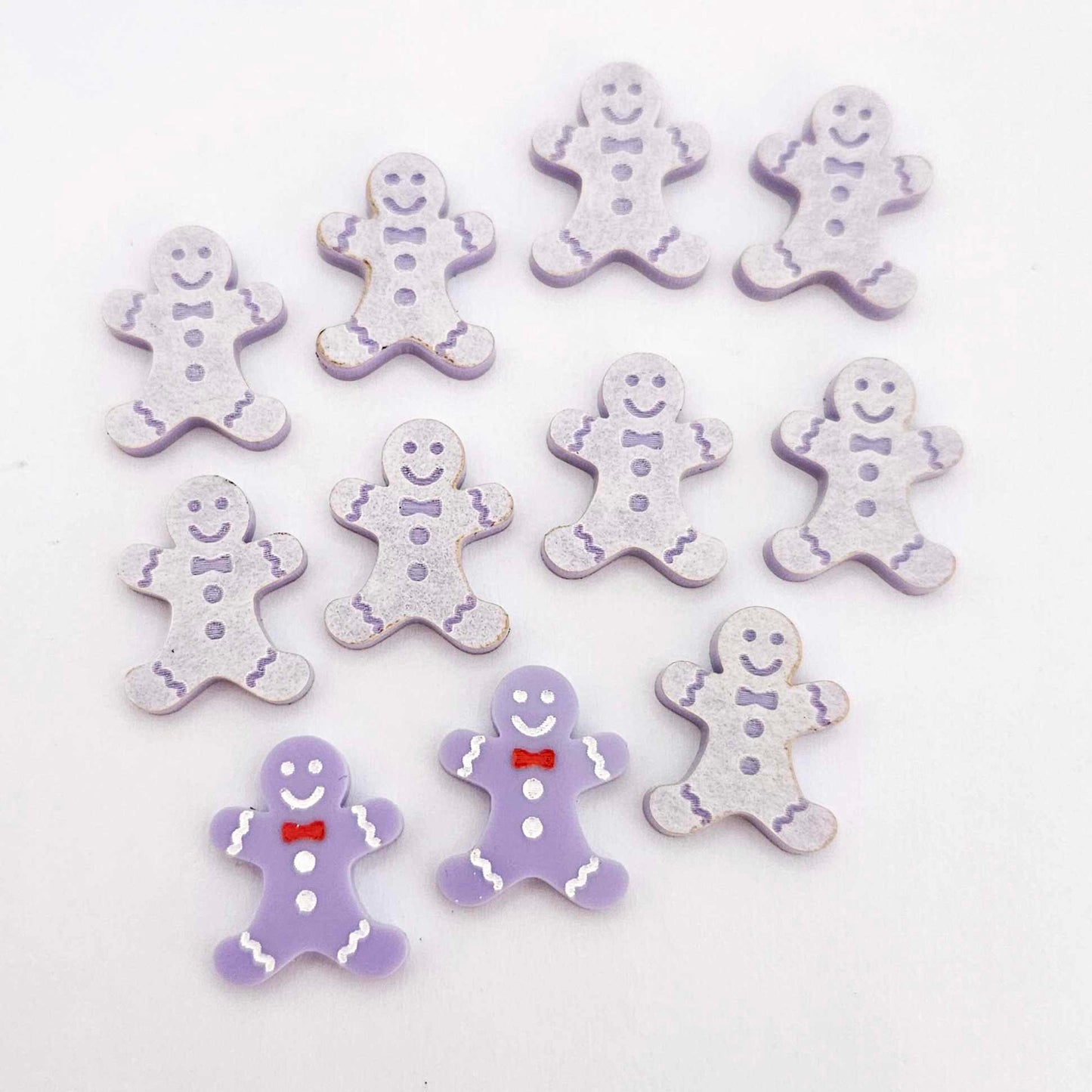 pastel purple gingerbread men Christmas Xmas DIY earring supplies laser cut acrylic studs blanks engraved paint fill