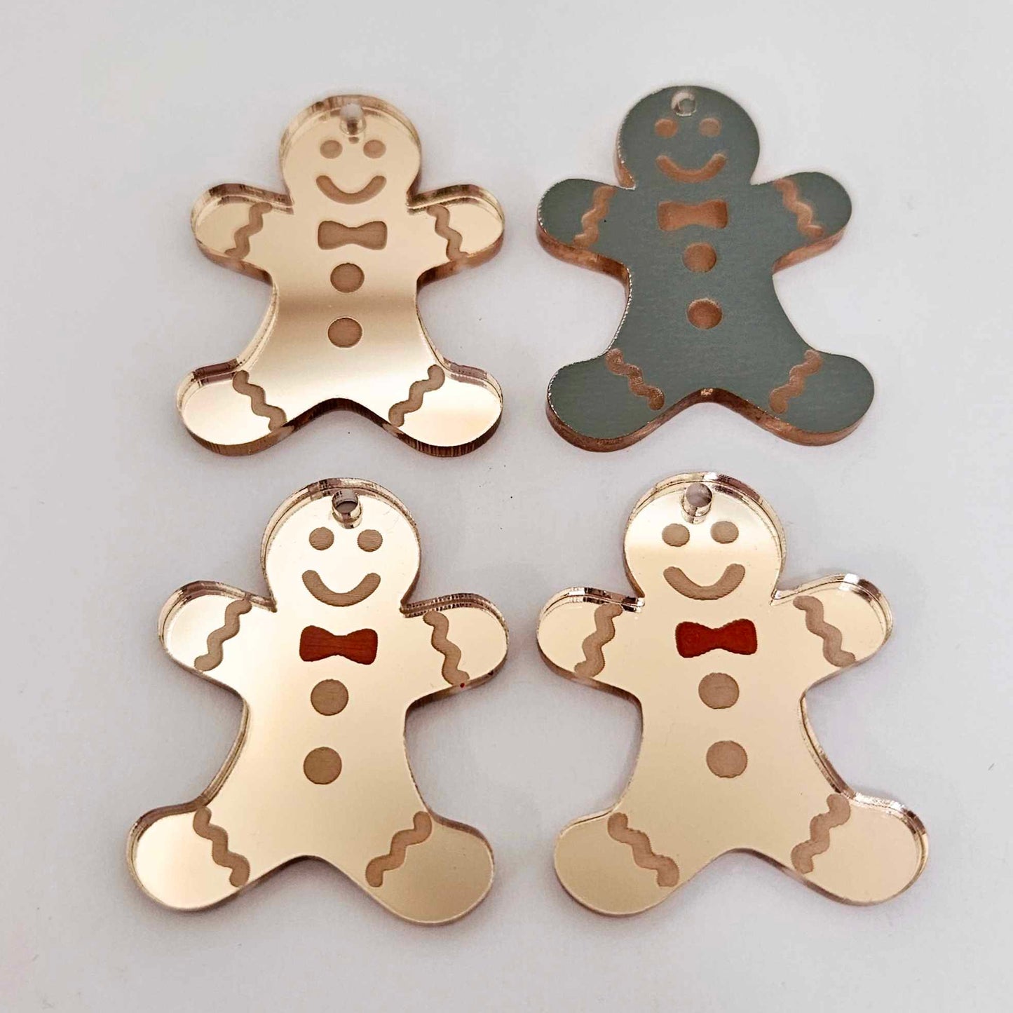 rose gold mirror gingerbread men Christmas Xmas DIY earring supplies laser cut acrylic dangles blanks engraved paint fill