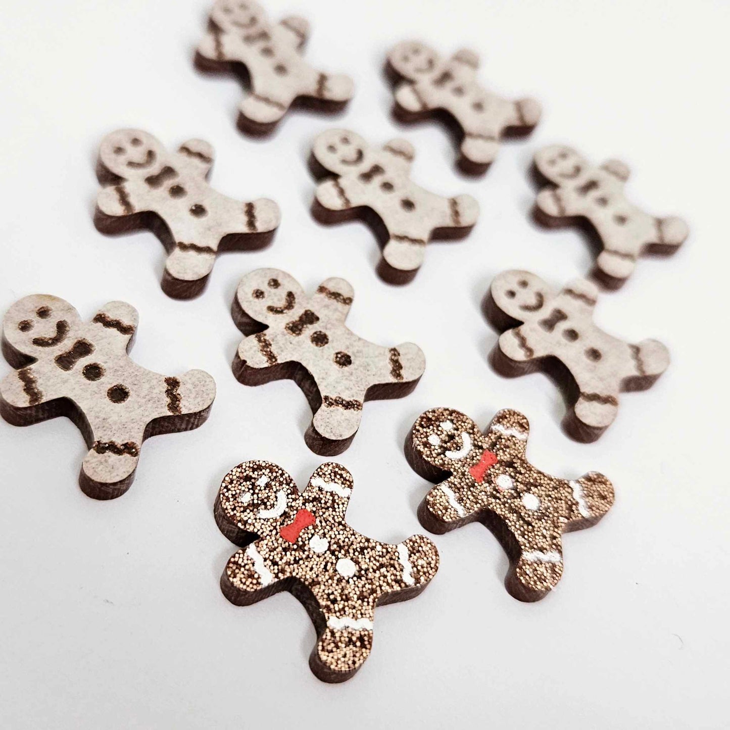 copper bronze brown glitter gingerbread men Christmas Xmas DIY earring supplies laser cut acrylic studs blanks engraved paint fill mixed pack