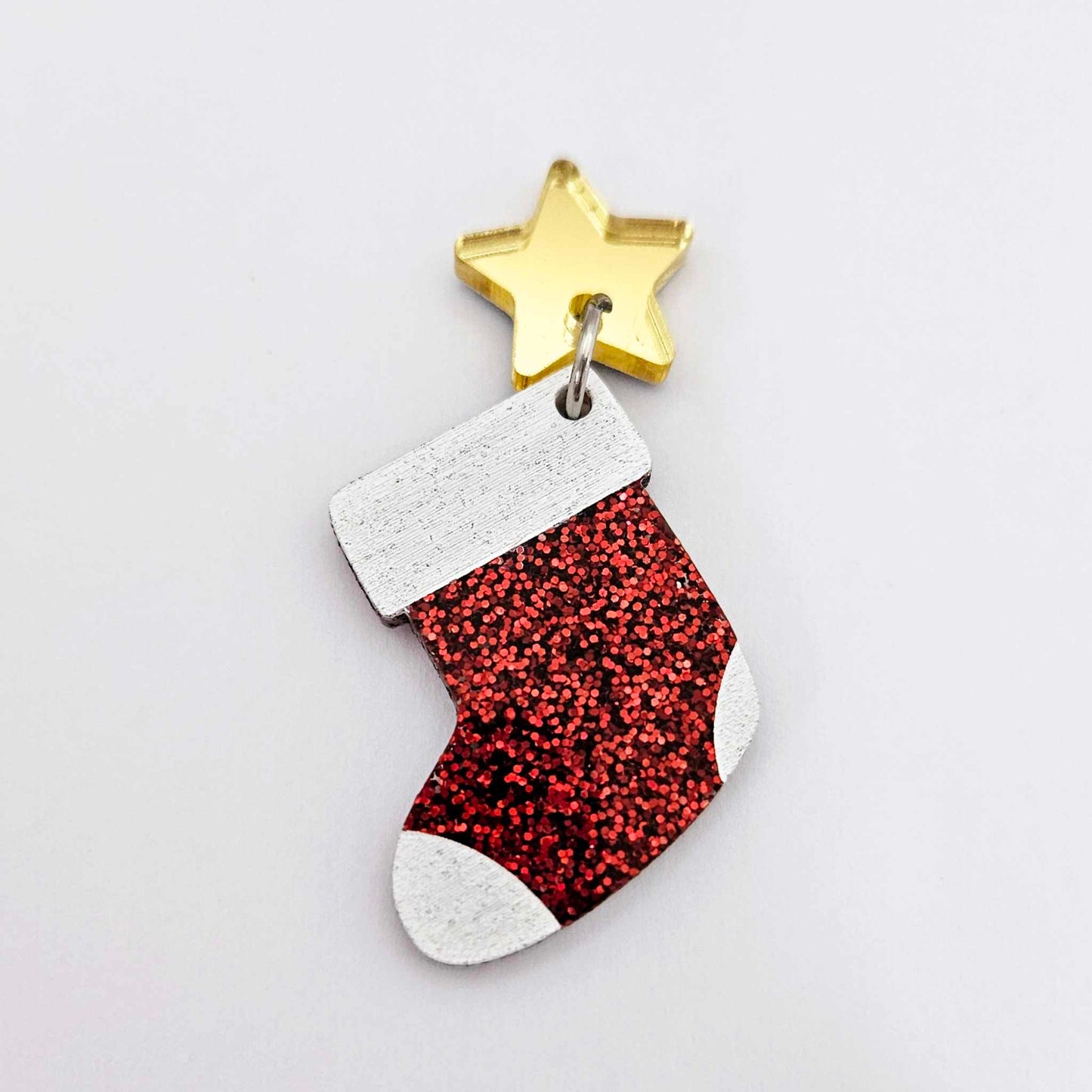 red glitter stockings Christmas DIY earring supplies laser cut acrylic dangles blanks engraved paint fill craft