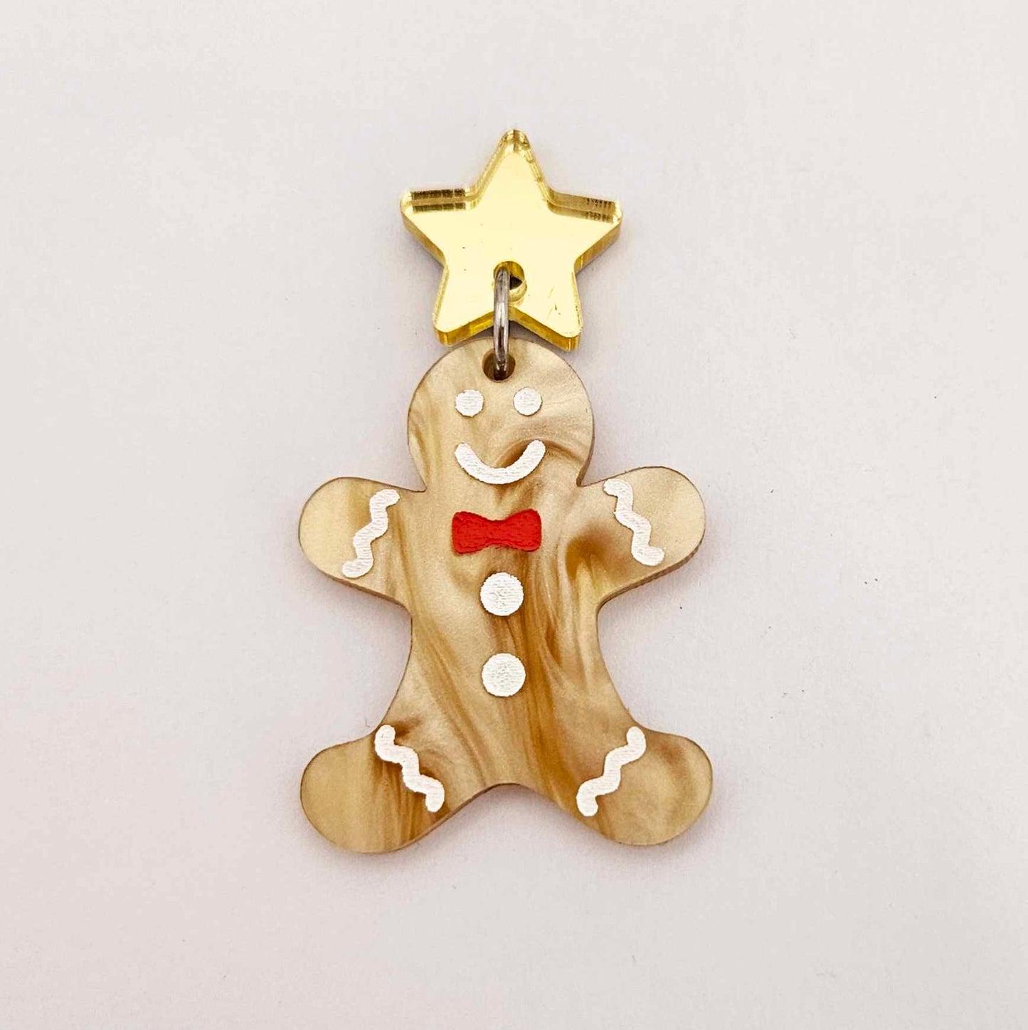 gold brown marble gingerbread men Christmas Xmas DIY earring supplies laser cut acrylic dangles blanks engraved paint fill