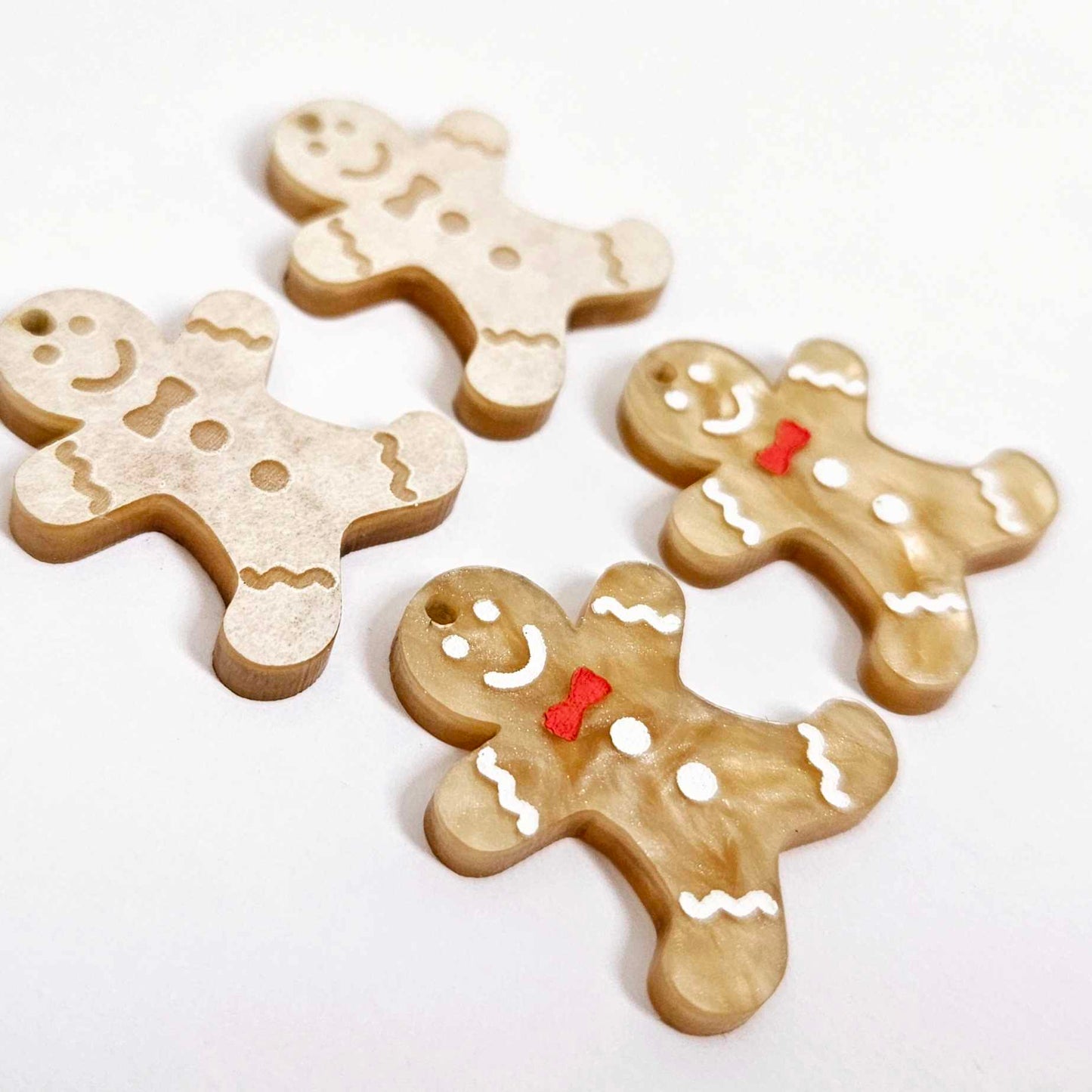 gold brown pearl marble gingerbread men Christmas Xmas DIY earring supplies laser cut acrylic mini small petite dangles blanks engraved paint fill kids