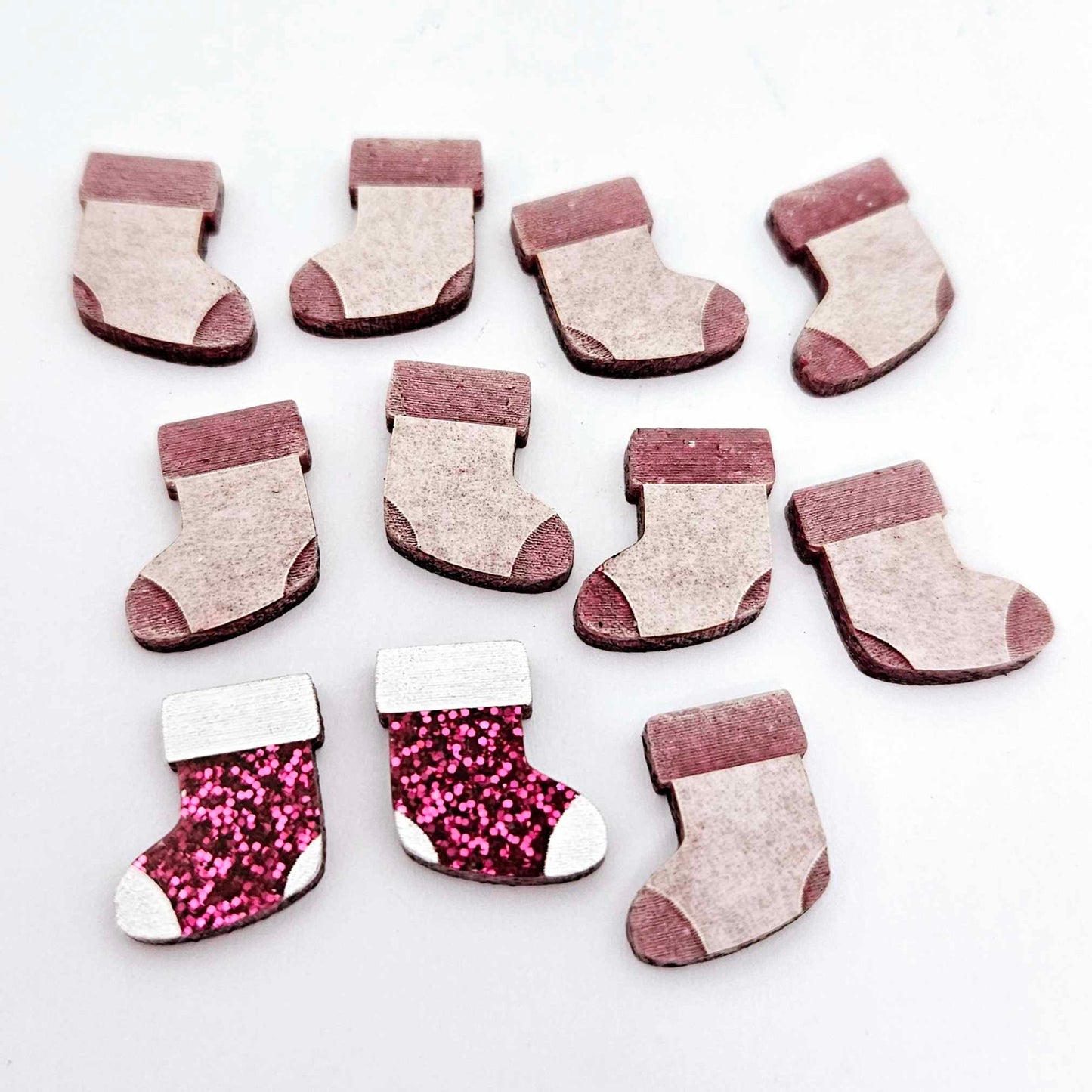 hot pink glitter stockings Christmas Xmas DIY earring supplies laser cut acrylic studs blanks paint fill engraved