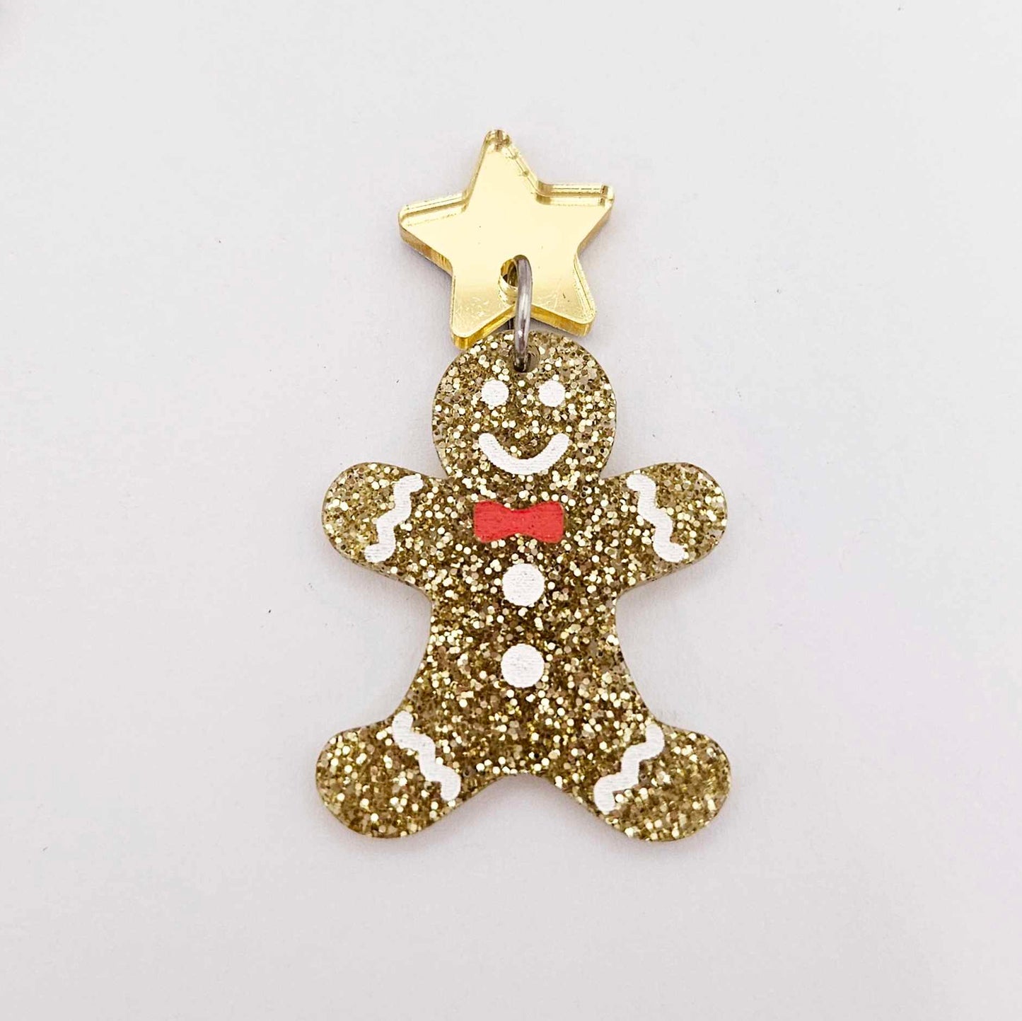 gold glitter gingerbread men Christmas Xmas DIY earring supplies laser cut acrylic dangles blanks engraved paint fill