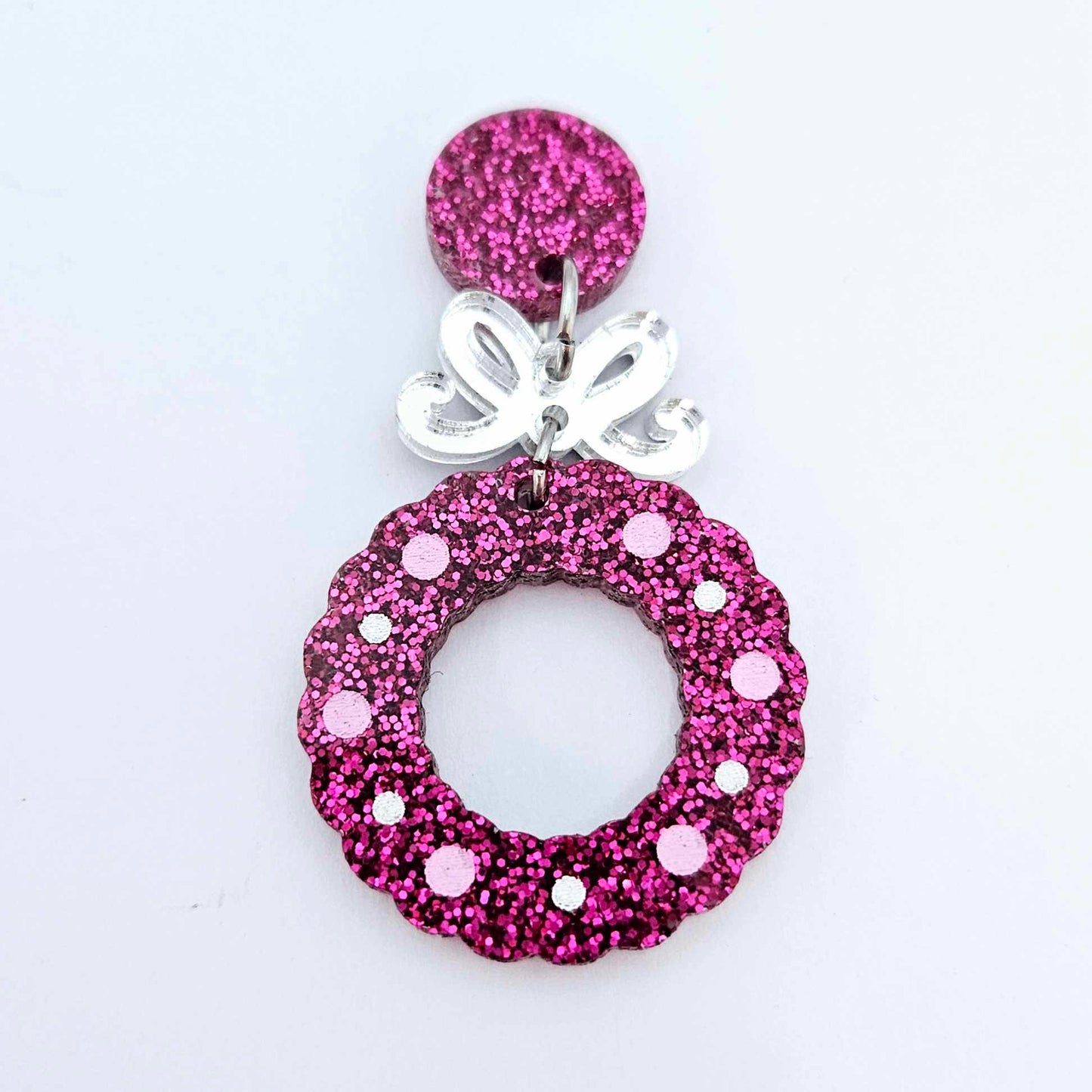 30mm HOT PINK GLITTER Acrylic WREATHS