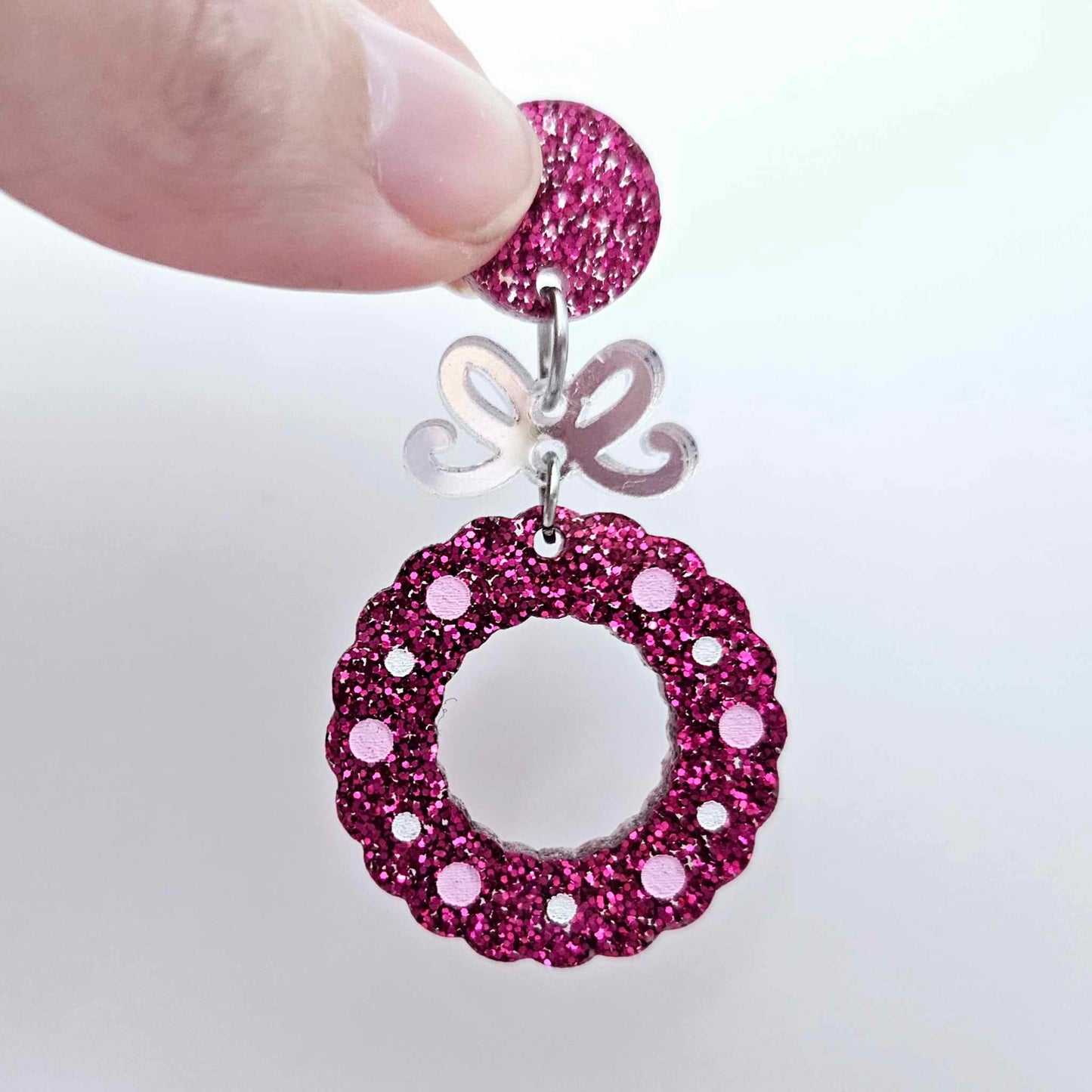 30mm HOT PINK GLITTER Acrylic WREATHS
