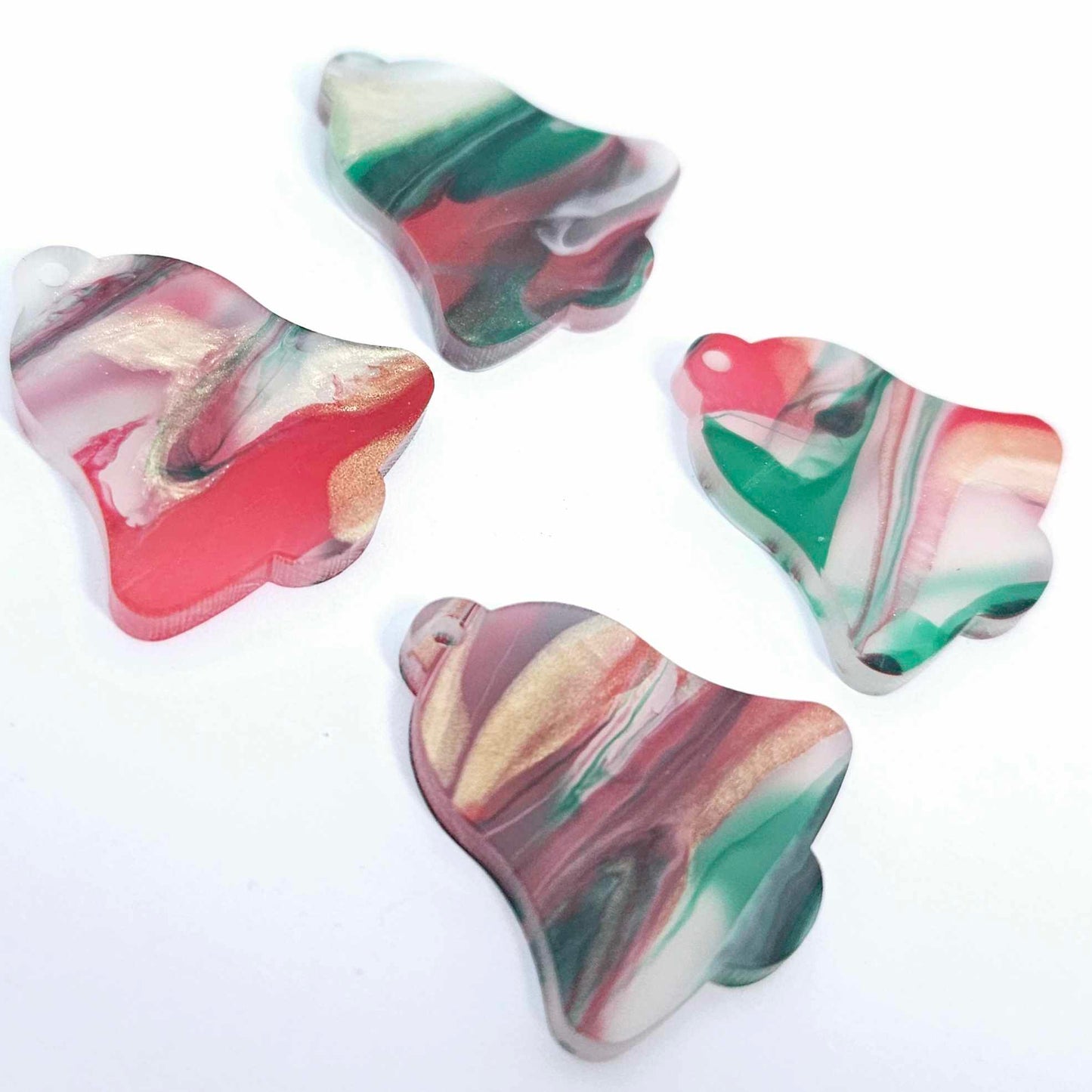 red green white gold marble swirl acrylic Christmas Xmas bells mirror bows layered hoops DIY earring supplies laser cut blanks dangles