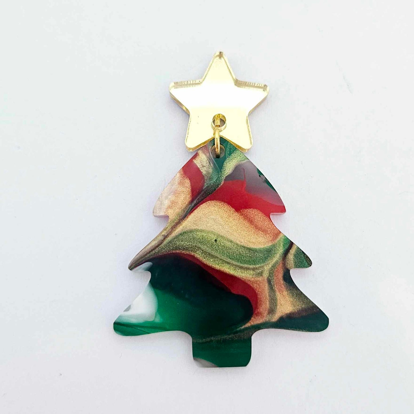 red green white gold marble swirl acrylic Christmas Xmas tree DIY earring supplies laser cut blanks dangles