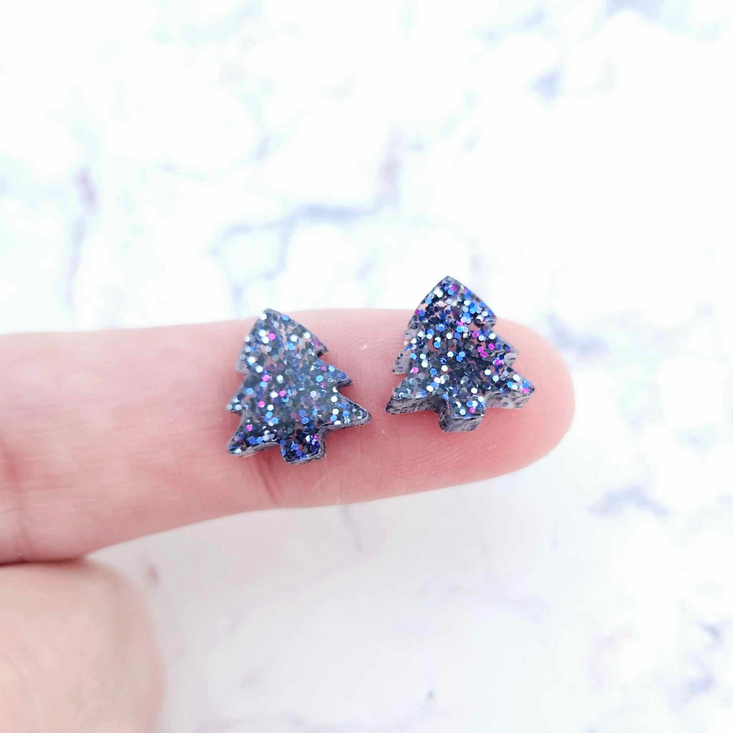 teal hot pink purple holographic blue glitter Christmas Xmas tree kids mixed pack DIY earring supplies laser cut acrylic studs blanks