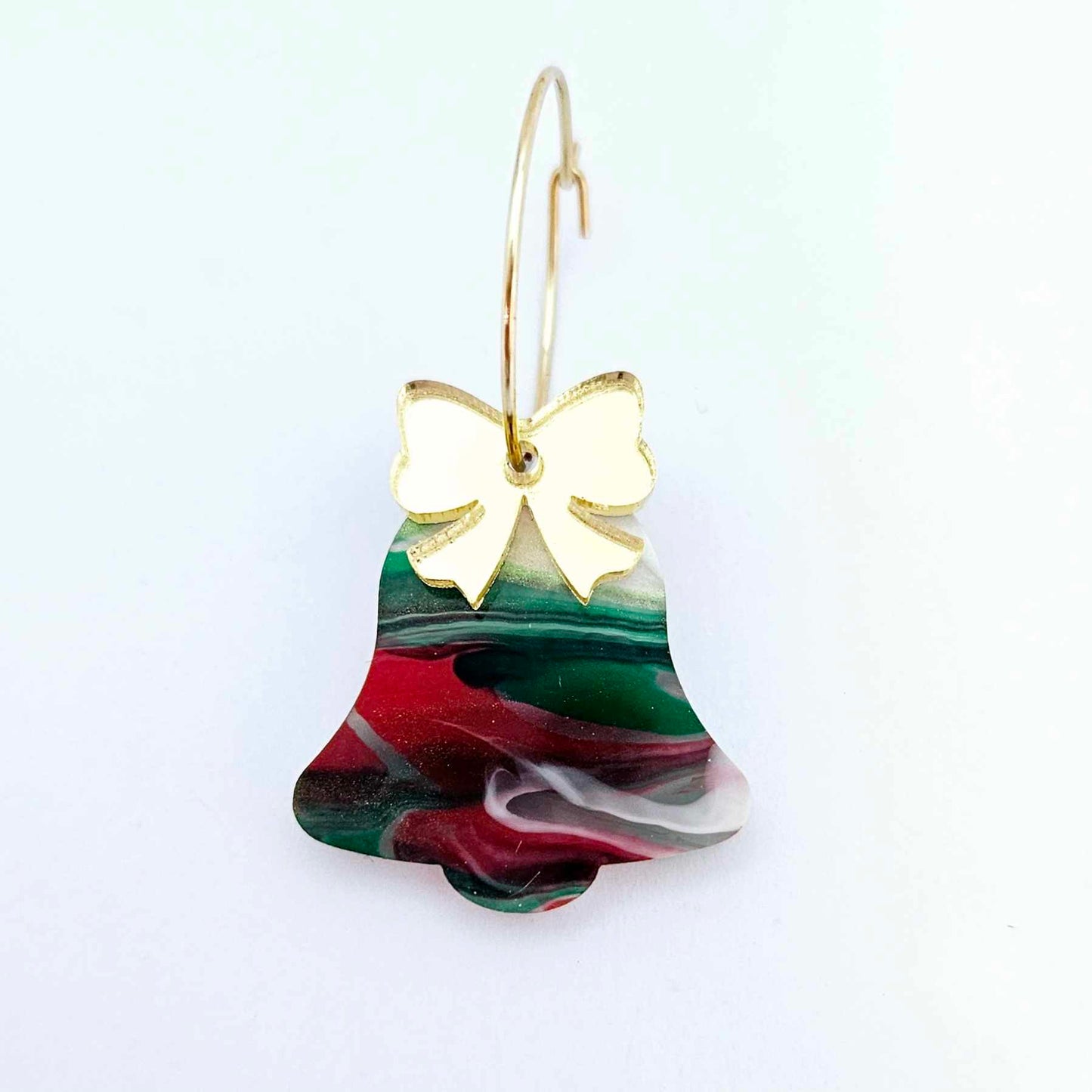 red green white gold marble swirl acrylic Christmas Xmas bells mirror bows layered hoops DIY earring supplies laser cut blanks dangles