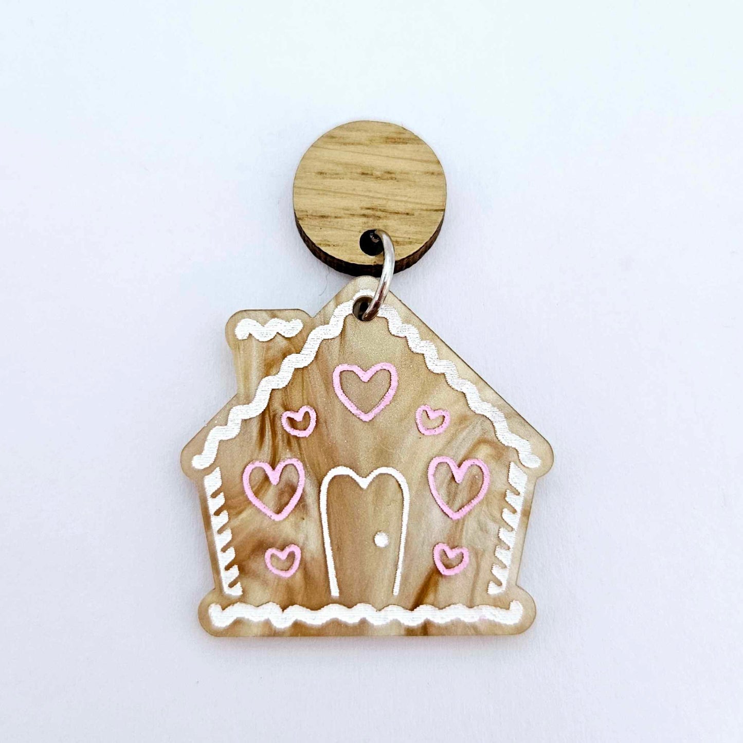 gold pearl swirl marble gingerbread houses Christmas Xmas DIY earring supplies laser cut acrylic dangles blanks engraved paint fill icing frosting