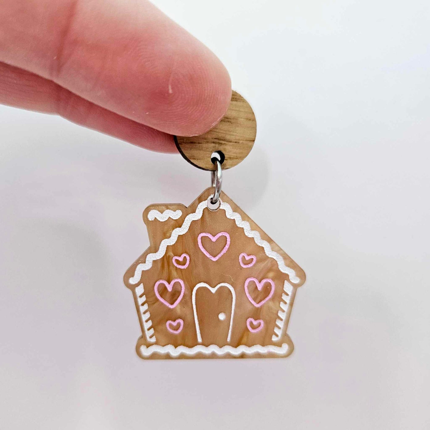 gold pearl swirl marble gingerbread houses Christmas Xmas DIY earring supplies laser cut acrylic dangles blanks engraved paint fill icing frosting