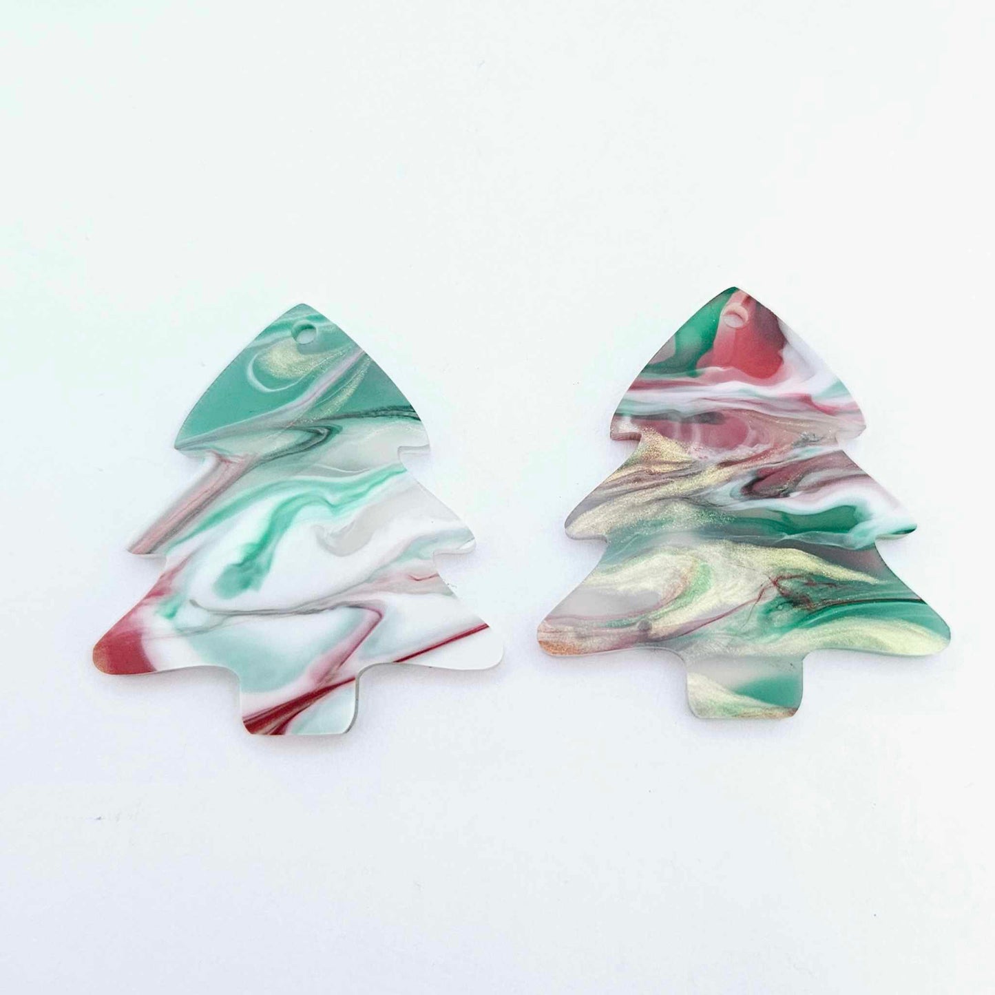 red green white gold marble swirl acrylic Christmas Xmas tree DIY earring supplies laser cut blanks dangles