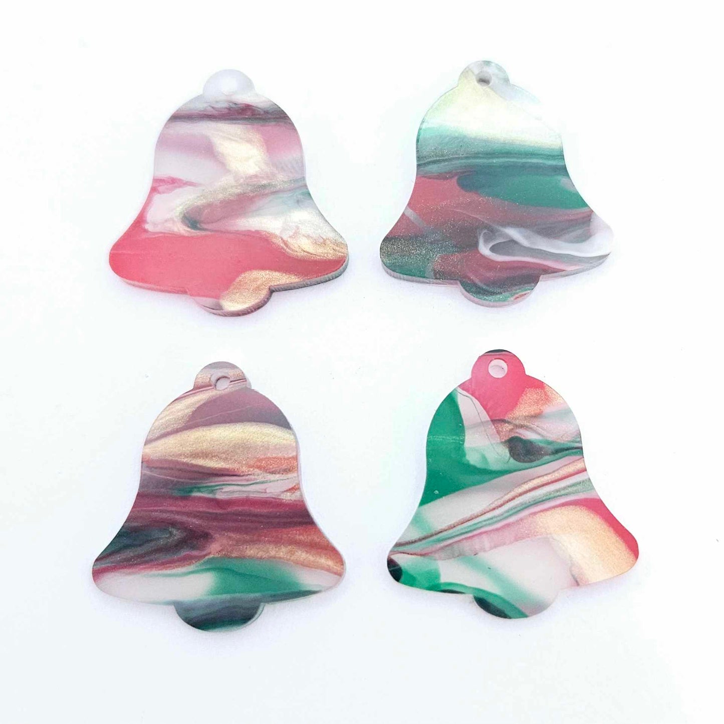 red green white gold marble swirl acrylic Christmas Xmas bells mirror bows layered hoops DIY earring supplies laser cut blanks dangles