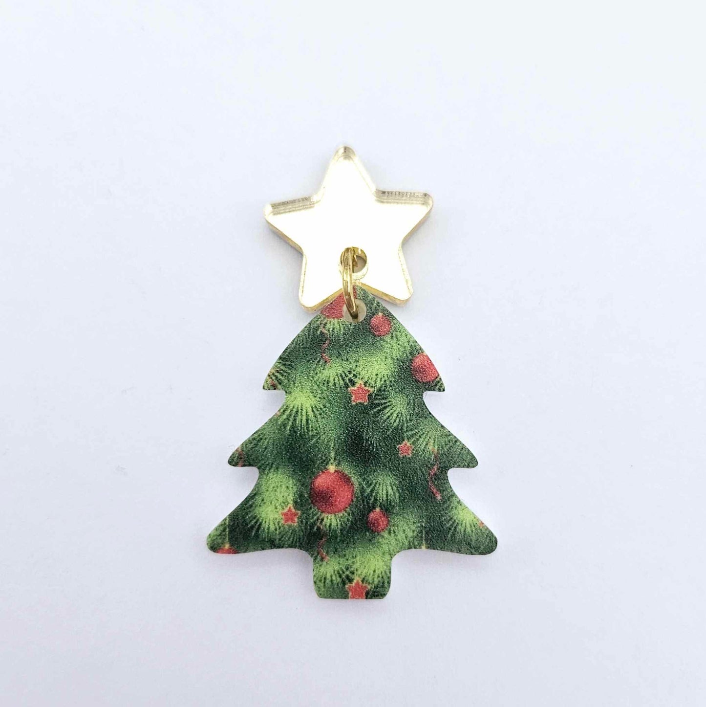 green UV print red baubles Christmas Xmas tree DIY earring supplies laser cut acrylic dangles blanks