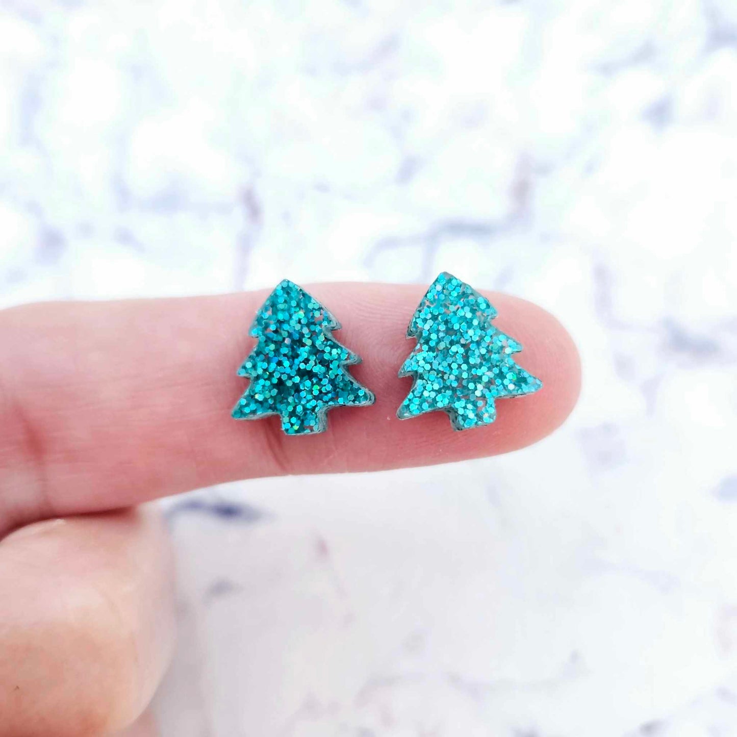 teal hot pink purple holographic blue glitter Christmas Xmas tree kids mixed pack DIY earring supplies laser cut acrylic studs blanks