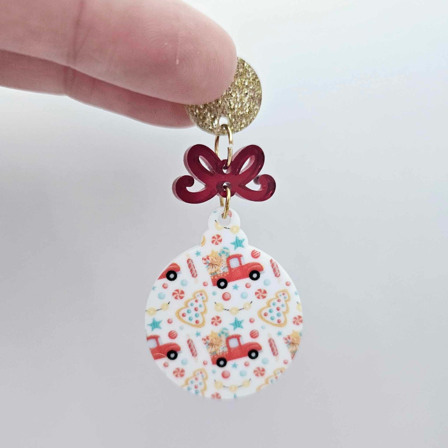 UV print gingerbread men Christmas Xmas tree DIY earring supplies laser cut acrylic dangles blanks