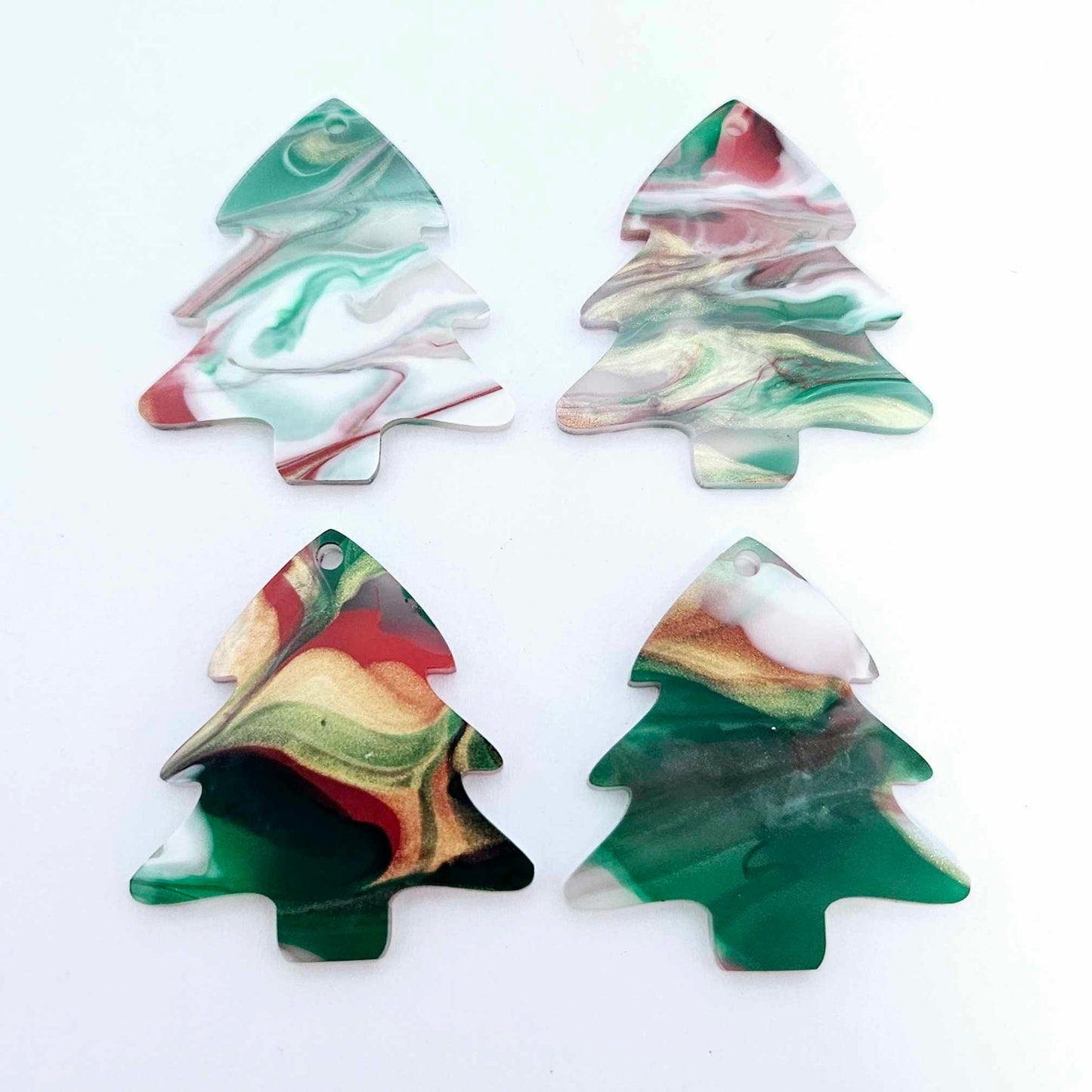 red green white gold marble swirl acrylic Christmas Xmas tree DIY earring supplies laser cut blanks dangles