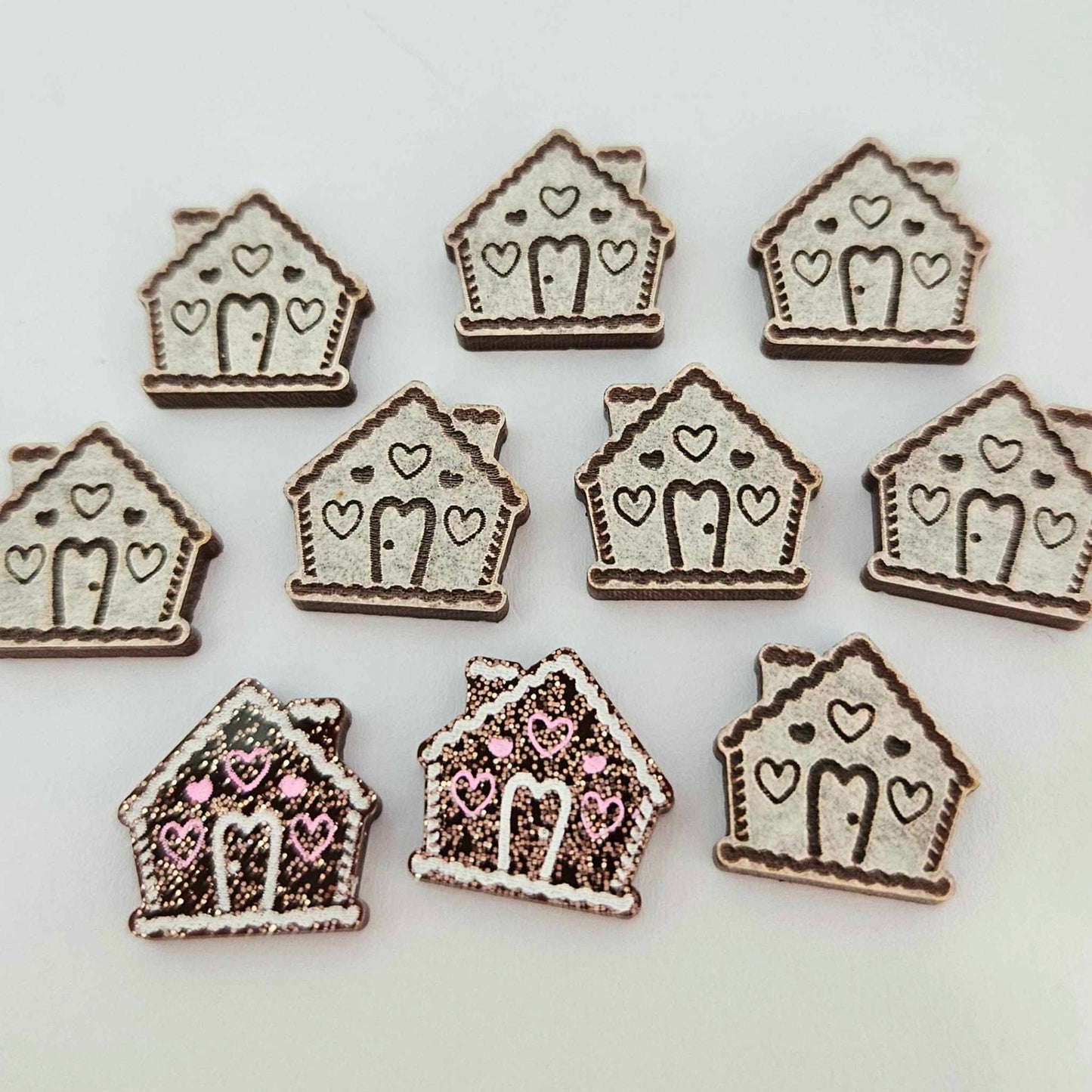 copper glitter gingerbread houses Christmas Xmas DIY earring supplies laser cut acrylic studs blanks engraved paint fill icing frosting
