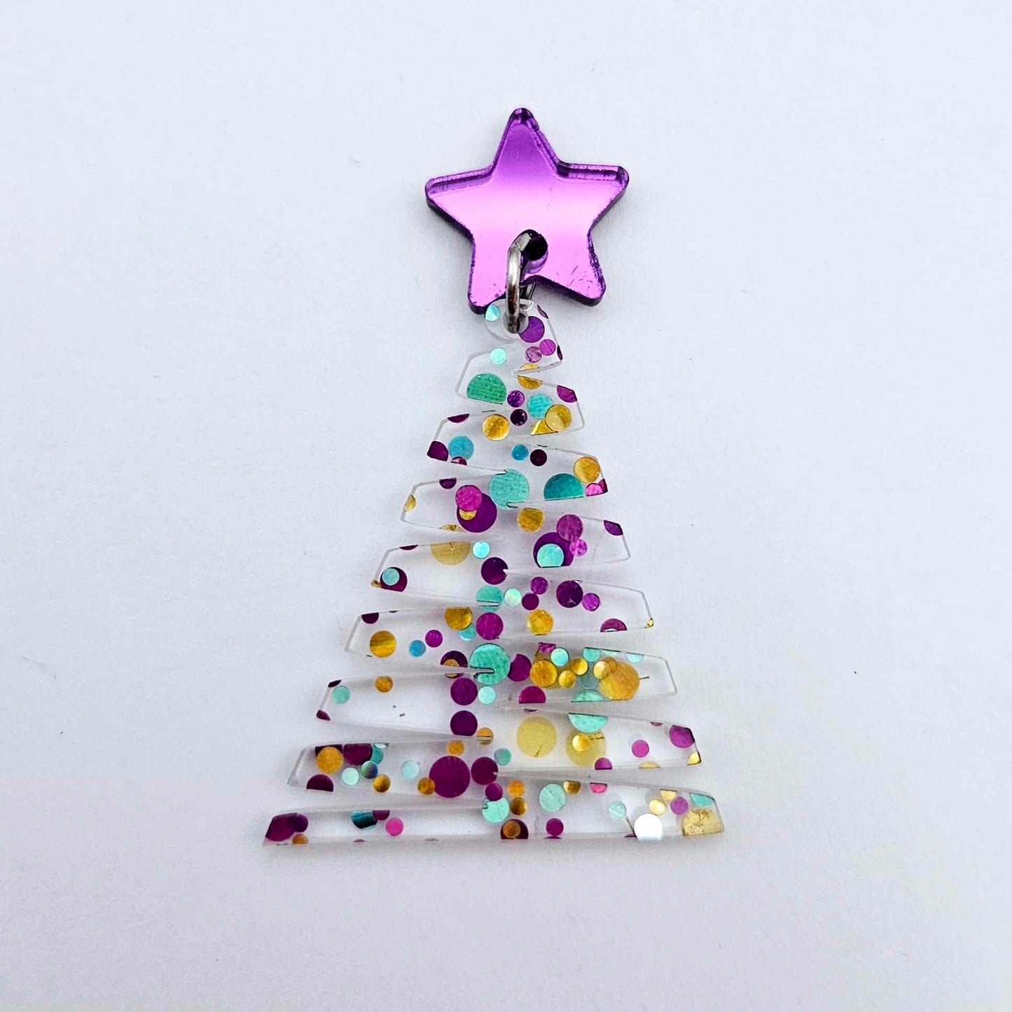 purple blue gold bubble glitter zigzag Christmas tree DIY acrylic earring supplies dangles blanks