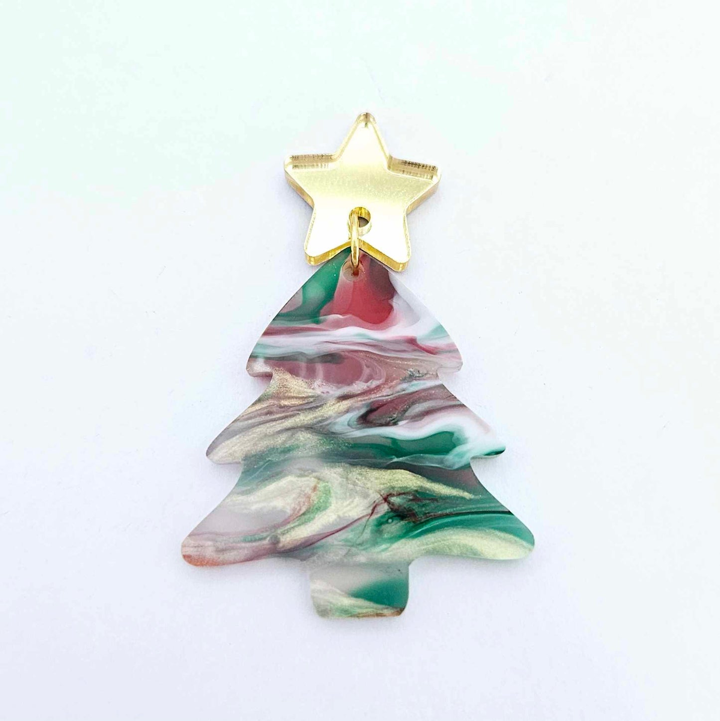 red green white gold marble swirl acrylic Christmas Xmas tree DIY earring supplies laser cut blanks dangles