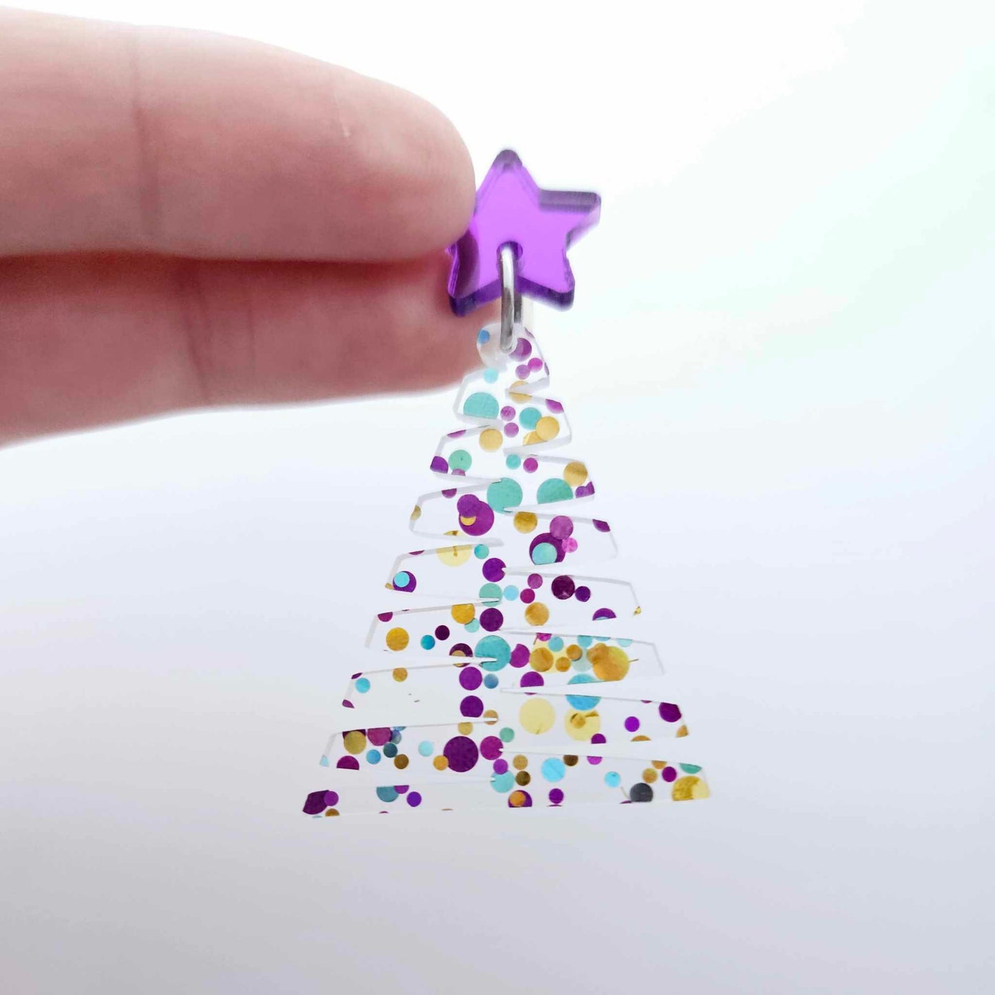 purple blue gold bubble glitter zigzag Christmas tree DIY acrylic earring supplies dangles blanks