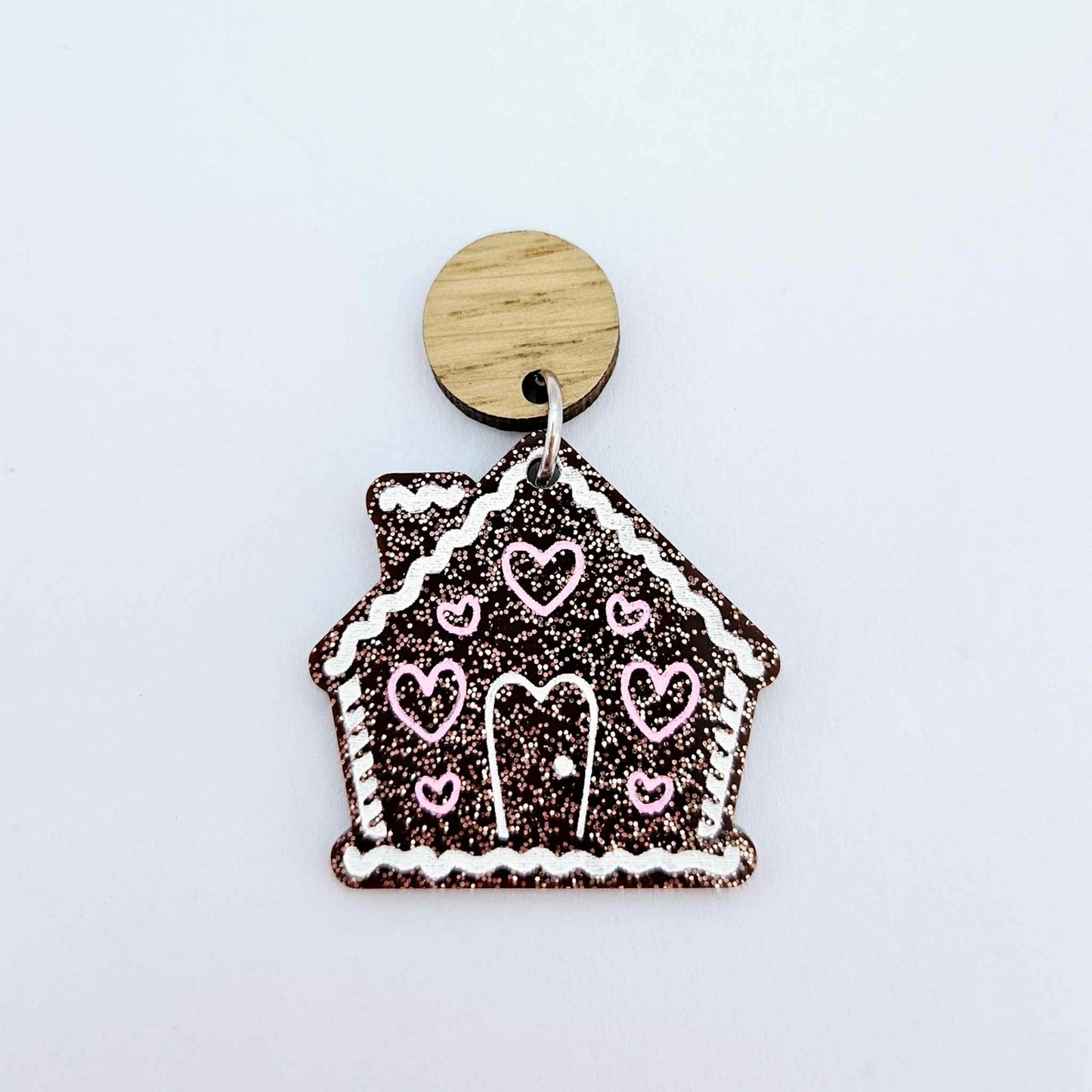copper glitter gingerbread houses Christmas Xmas DIY earring supplies laser cut acrylic dangles blanks engraved paint fill icing frosting