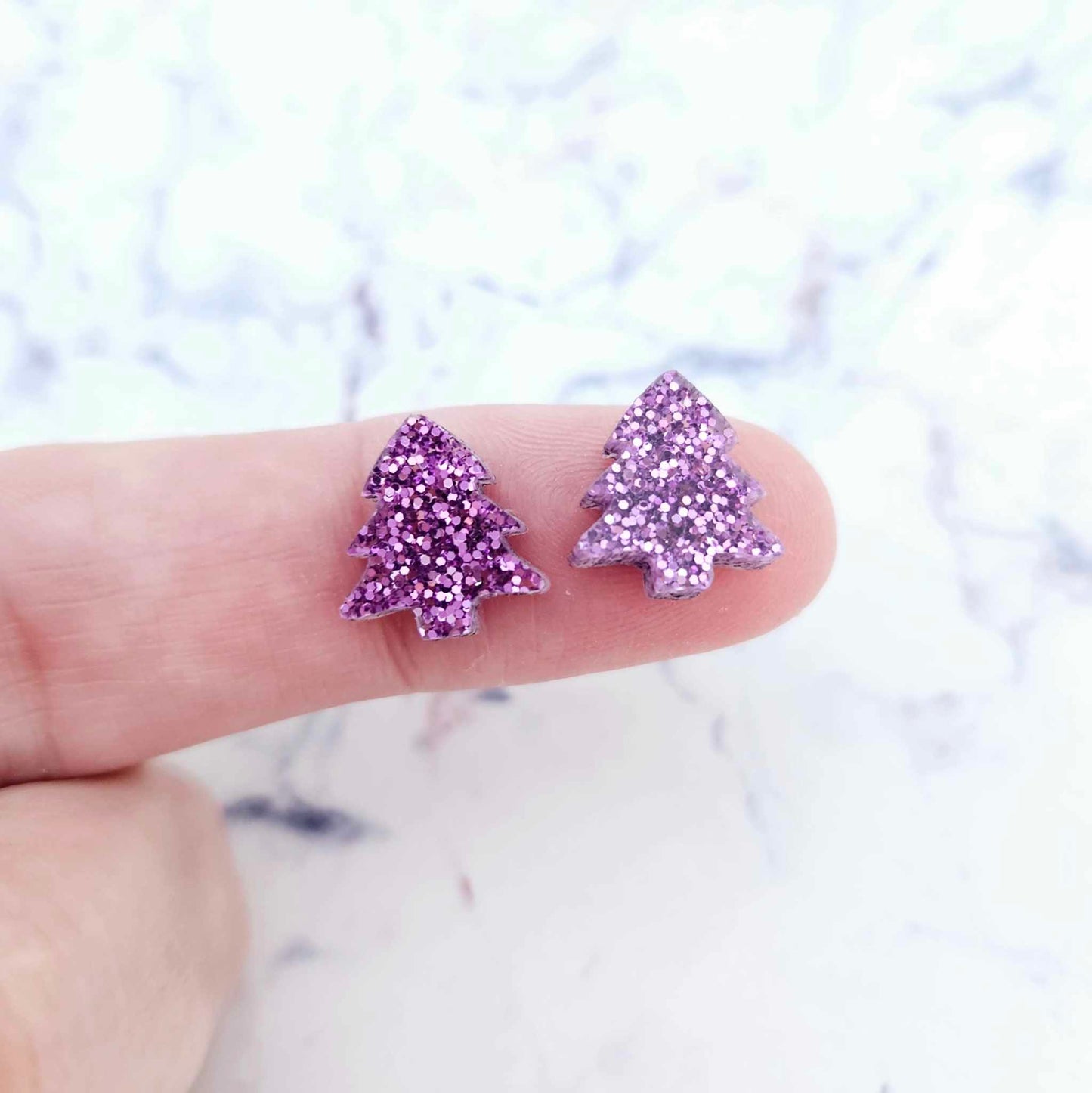 teal hot pink purple holographic blue glitter Christmas Xmas tree kids mixed pack DIY earring supplies laser cut acrylic studs blanks
