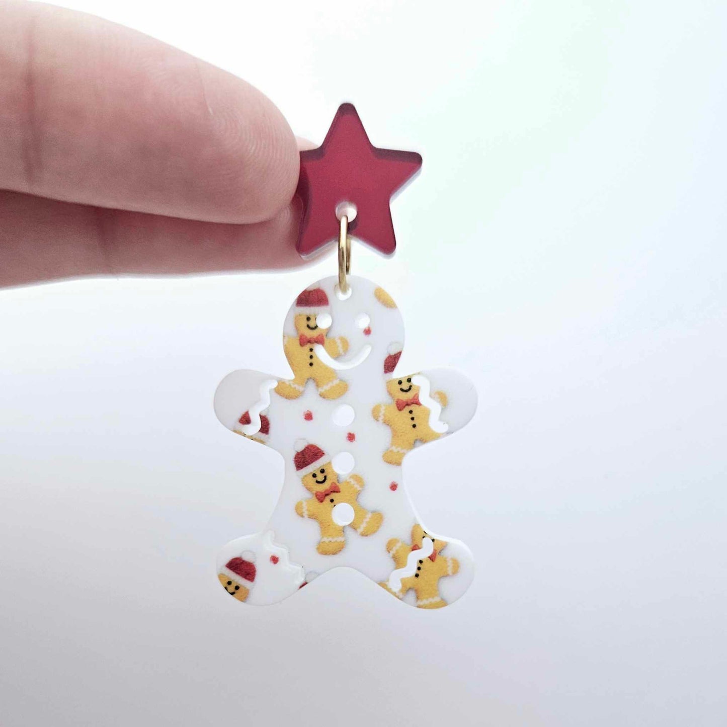 UV print gingerbread men Christmas Xmas tree DIY earring supplies laser cut acrylic dangles blanks