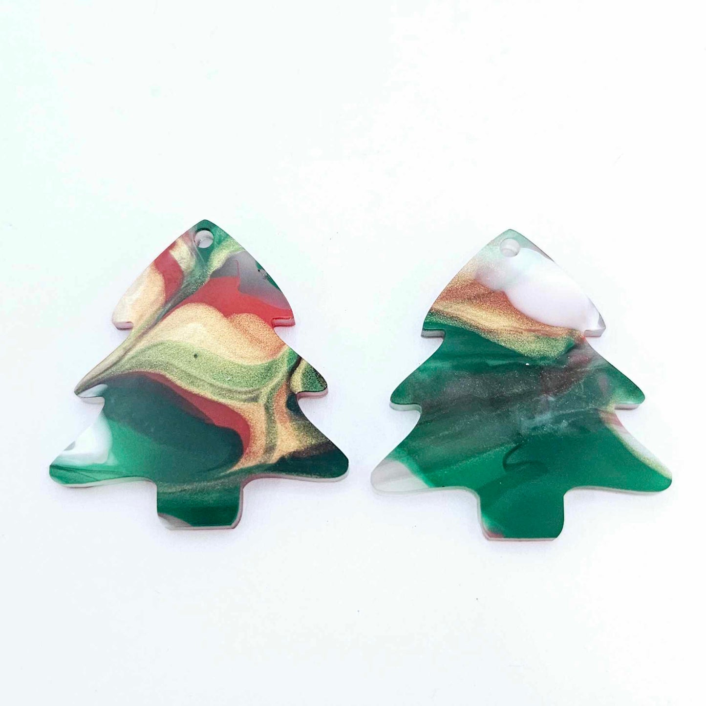red green white gold marble swirl acrylic Christmas Xmas tree DIY earring supplies laser cut blanks dangles