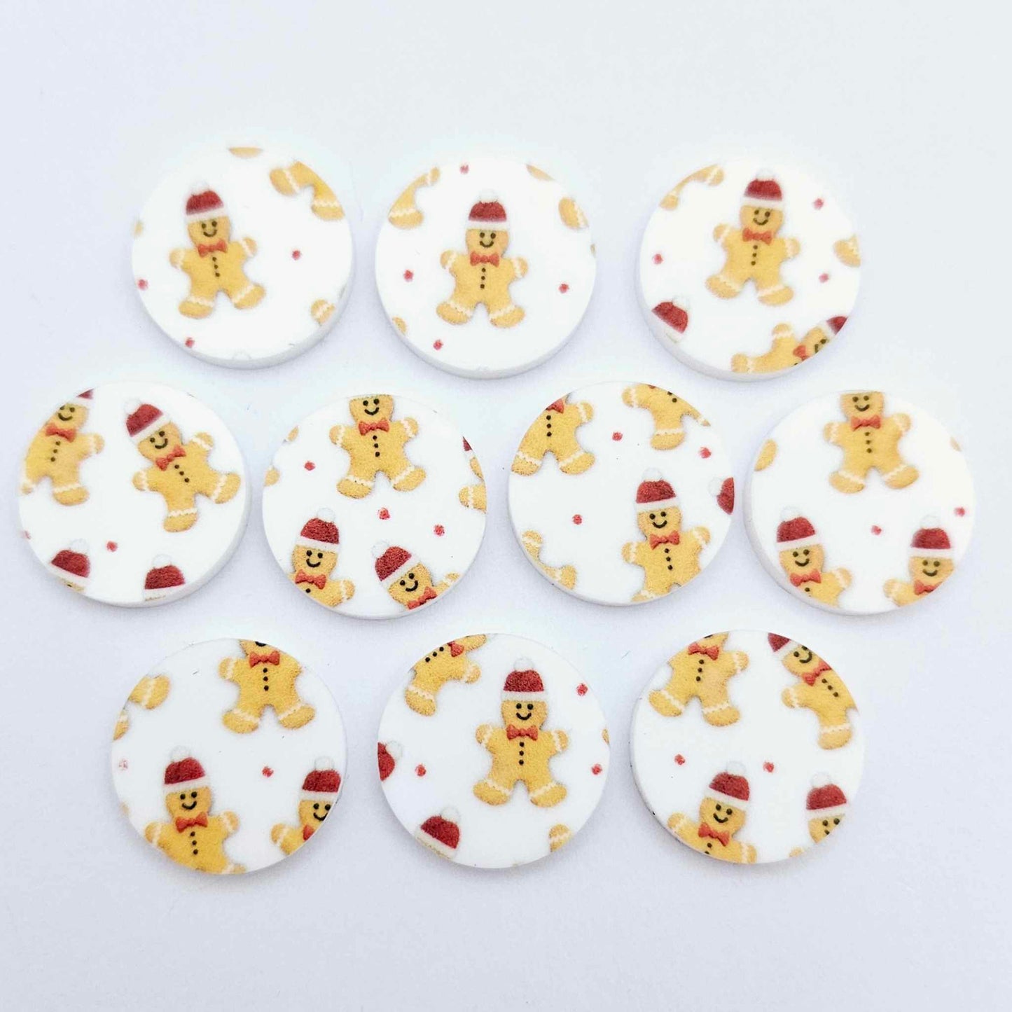 20mm circle gingerbread man men in santa hats cute UV print Christmas Xmas DIY earring supplies laser cut acrylic studs blanks
