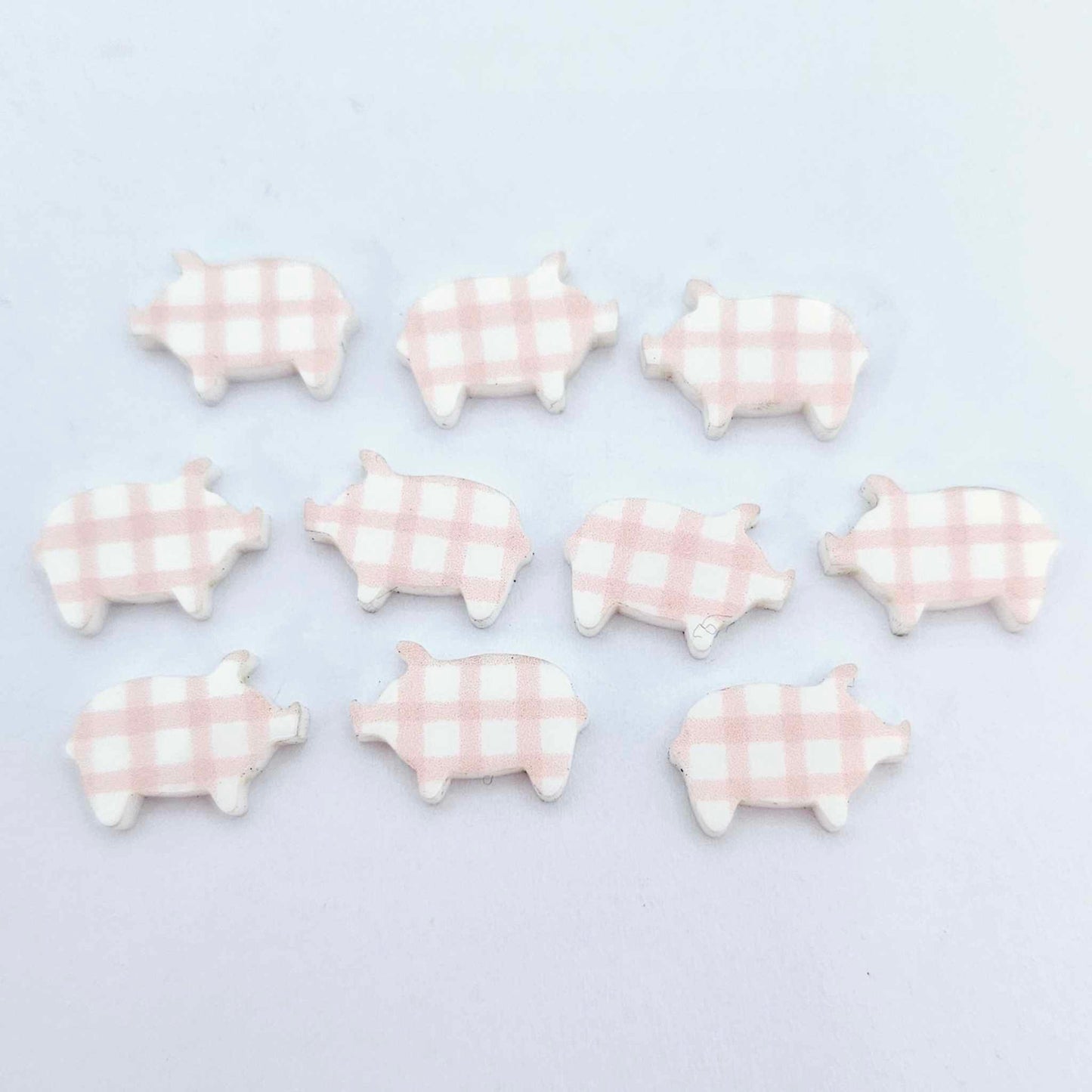 pink gingham uv print pigs farm country DIY earring supplies laser cut acrylic studs blanks