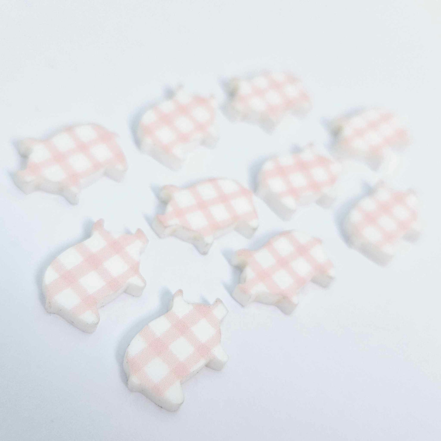 pink gingham uv print pigs farm country DIY earring supplies laser cut acrylic studs blanks